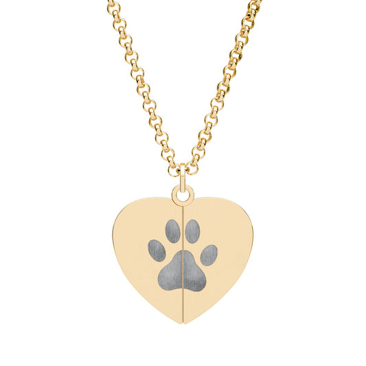 Personalized Paw Print Hidden Message Heart Necklace – Engraved Pet Memorial Pendant