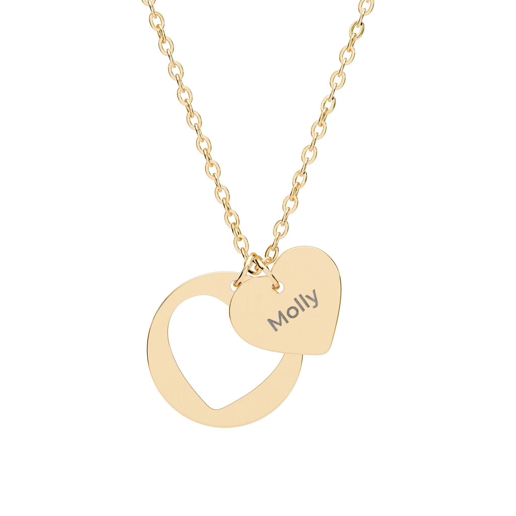 Memory That Lasts personalized heart cutout necklace — engraved name pendant, lifestyle scene