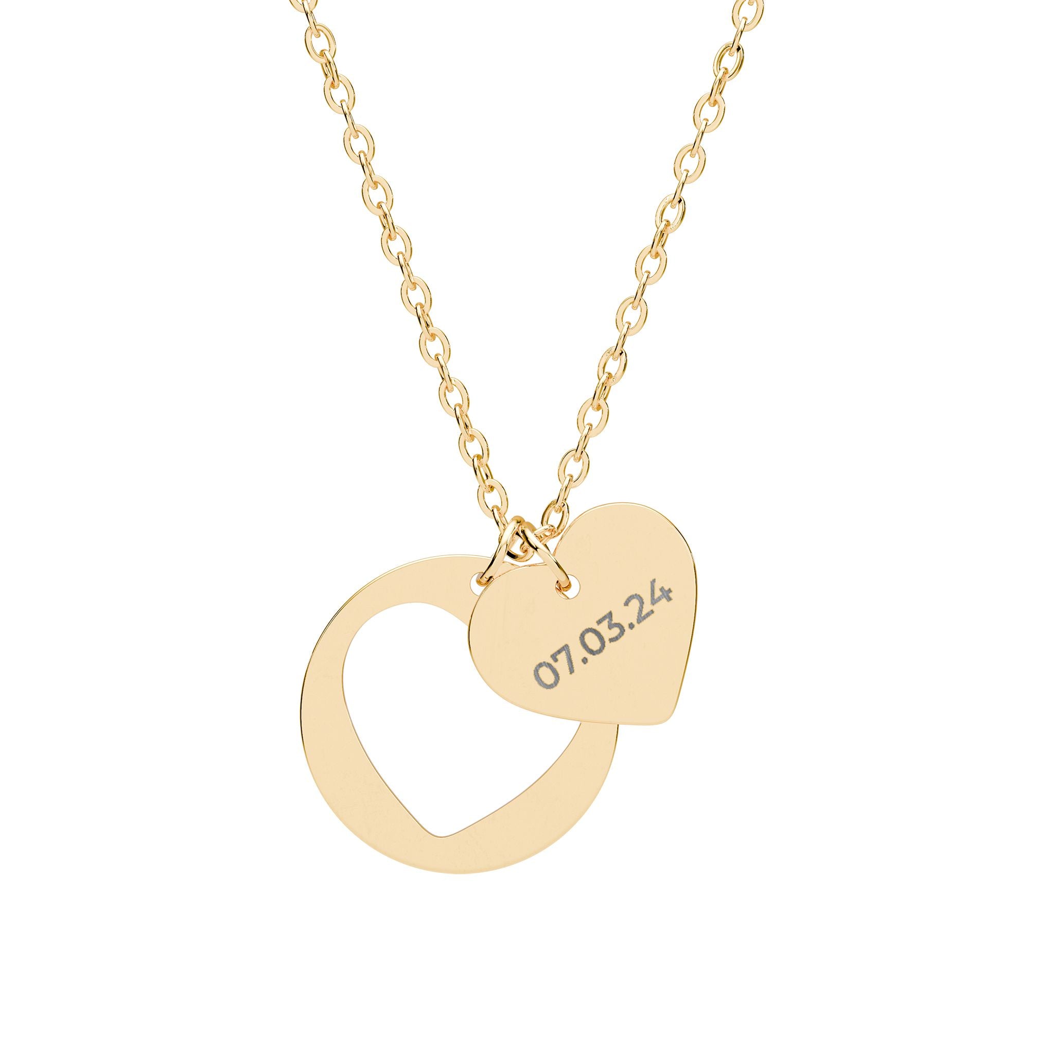 Memory That Lasts personalized heart cutout necklace — engraved name pendant, lifestyle photo
