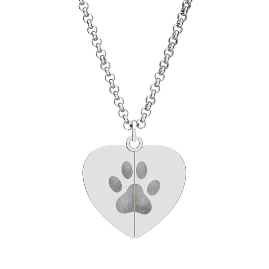 Personalized Paw Print Hidden Message Heart Necklace – Engraved Pet Memorial Pendant