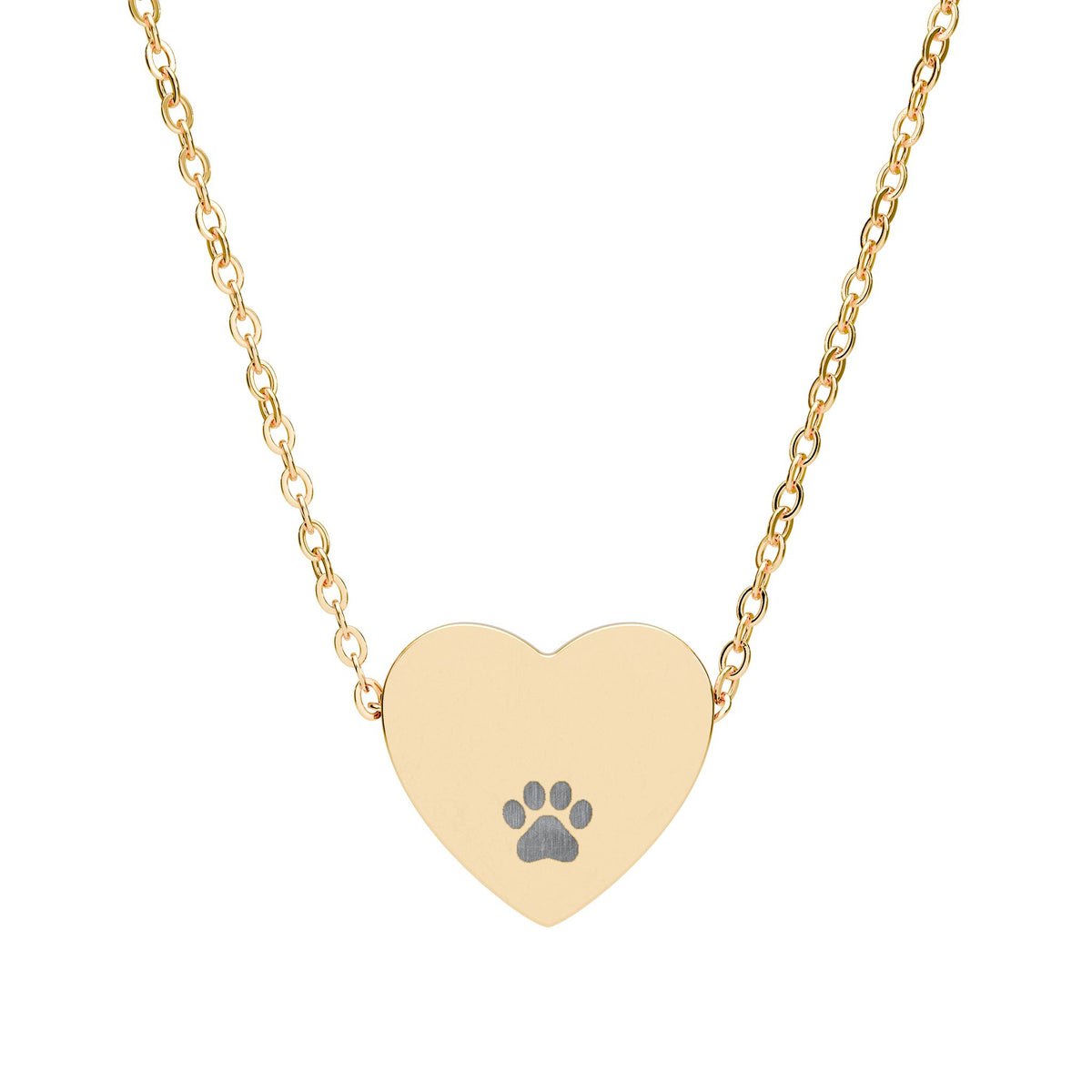 Pet Name & Paw Print Heart Necklace pendant