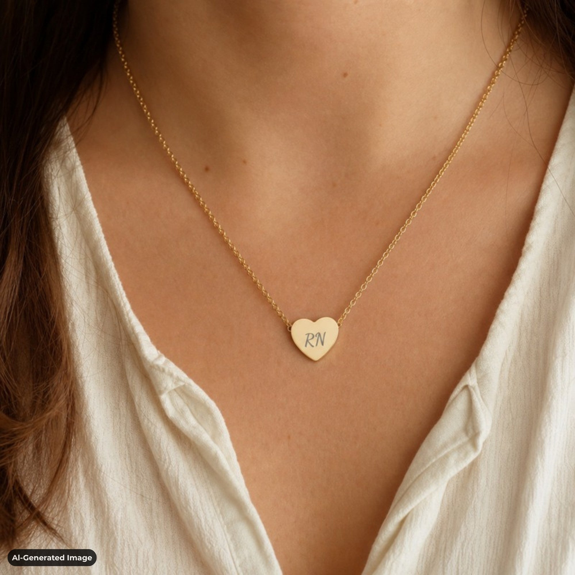 Initial necklace finish trio flatlay — 18K Gold PVD, 18K Rose Gold PVD, and Stainless Steel heart pendants side by side with dried florals (AI-generated image). Memory That Lasts.