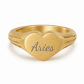 Aries Signet Ring, Aries Ring, Star Signet Ring, Heart Signet Ring