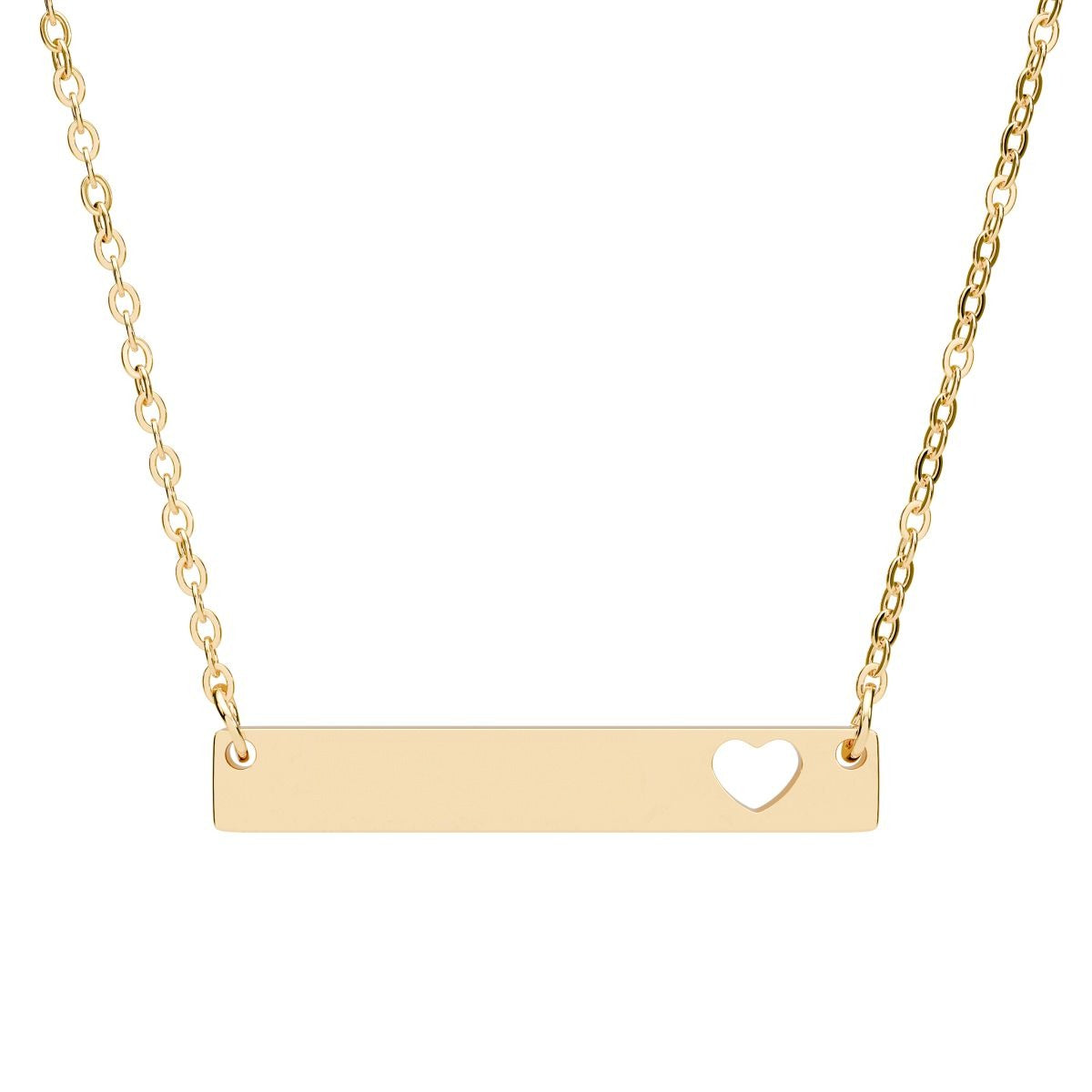 Engravable Cutout Heart Bar Necklace — Personalized Name Bar Pendant pendant
