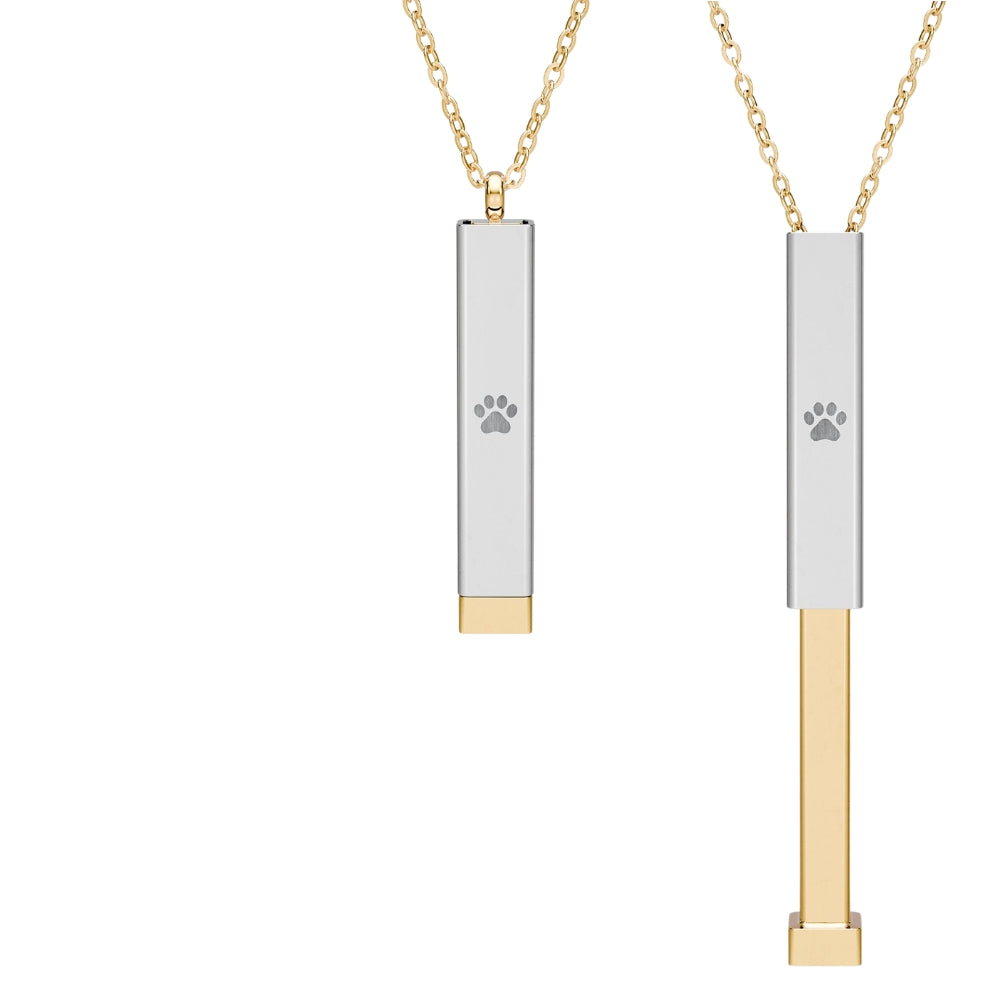 Hidden Message Sliding Bar Necklace – Dog Paw pendant