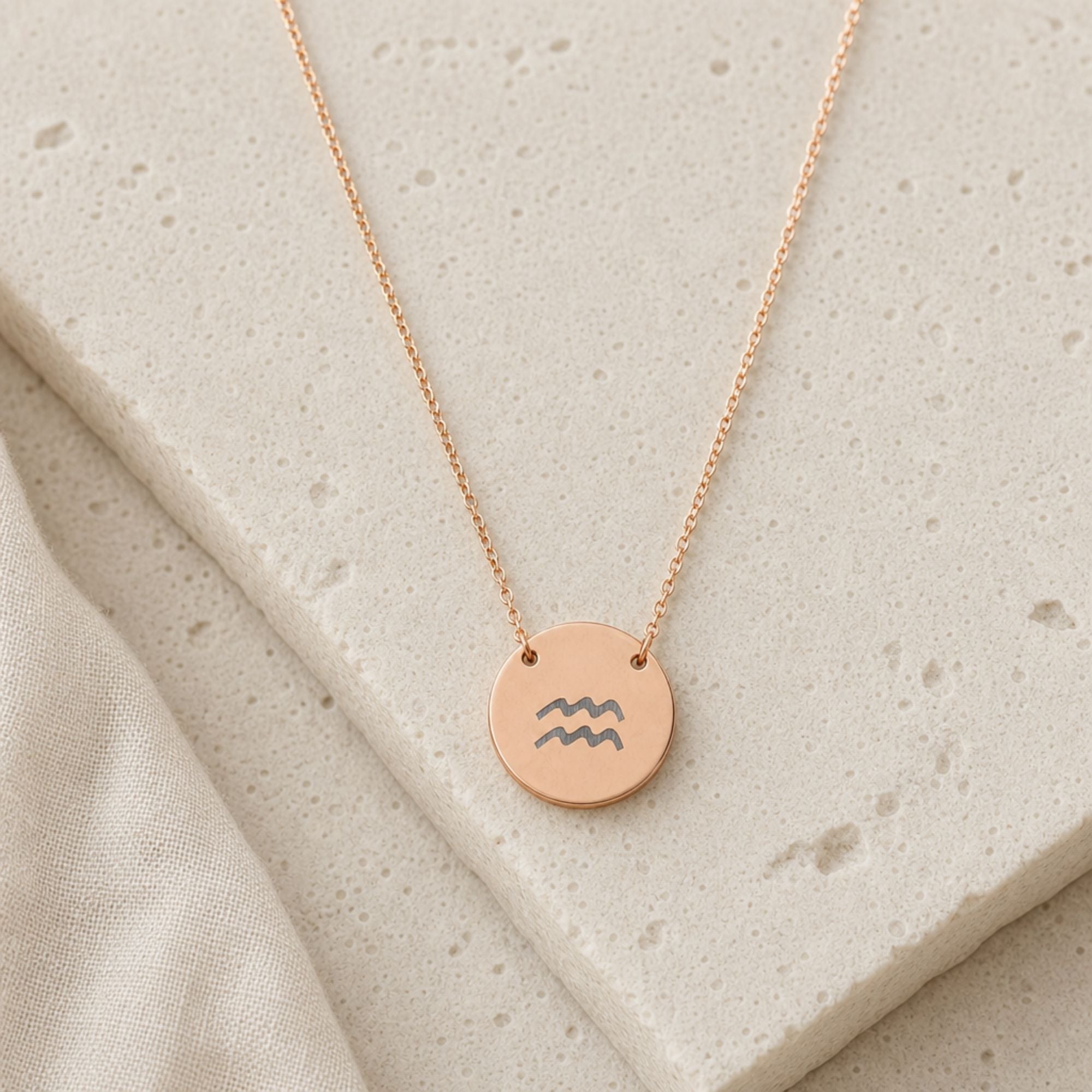 Aquarius Necklace, Zodiac Coin Necklace, Aquarius Coin