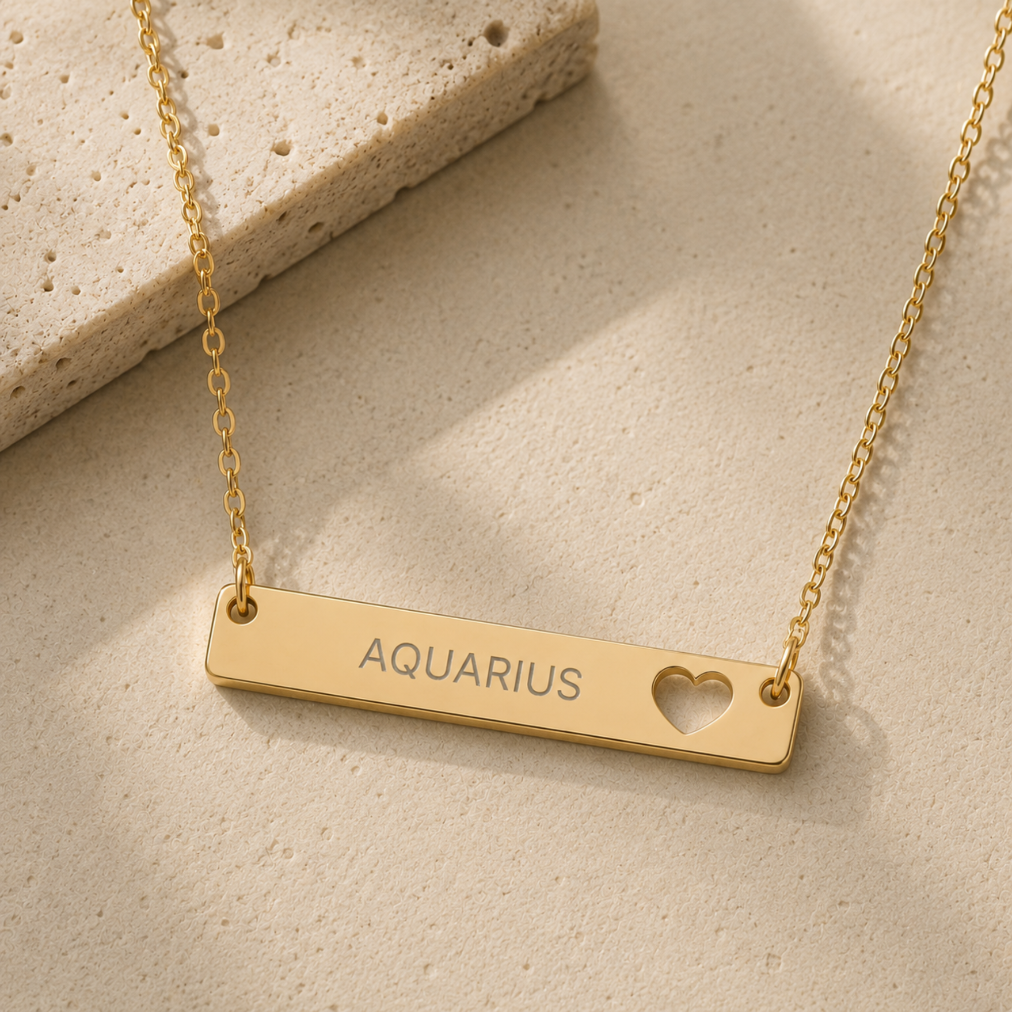 Aquarius Pendant, Aquarius Necklace, Zodiac Bar Necklace, Birth Sign Necklace