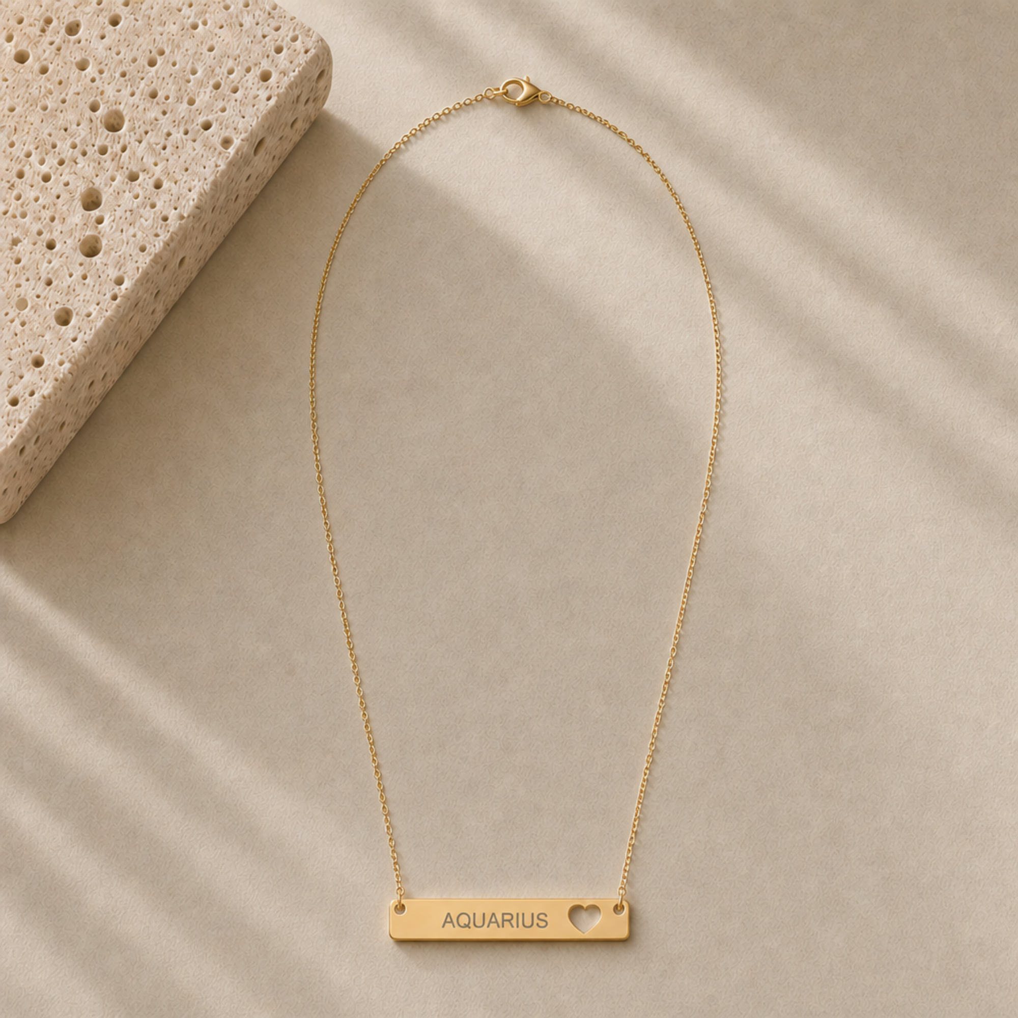 Aquarius Pendant, Aquarius Necklace, Zodiac Bar Necklace, Birth Sign Necklace
