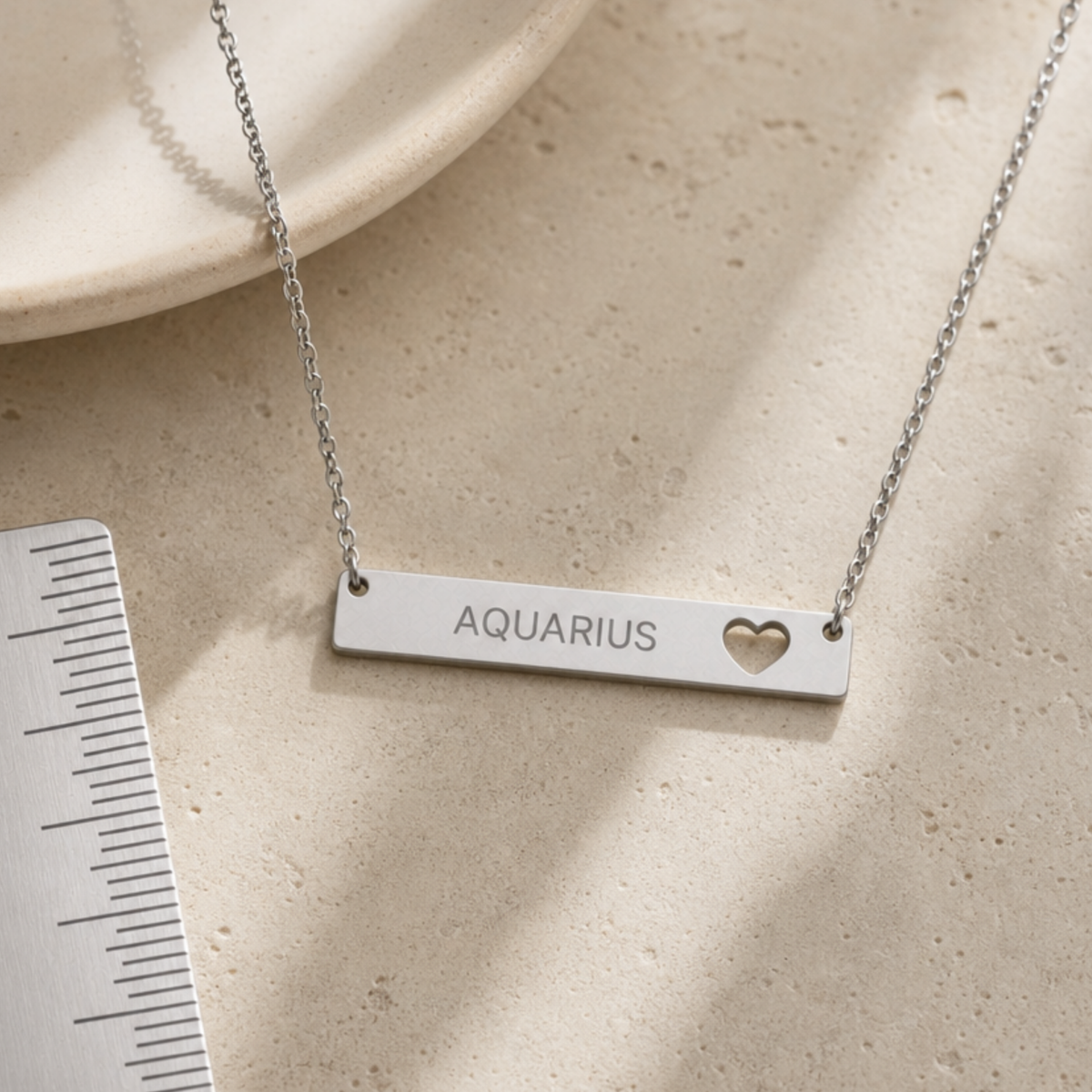 Aquarius Pendant, Aquarius Necklace, Zodiac Bar Necklace, Birth Sign Necklace