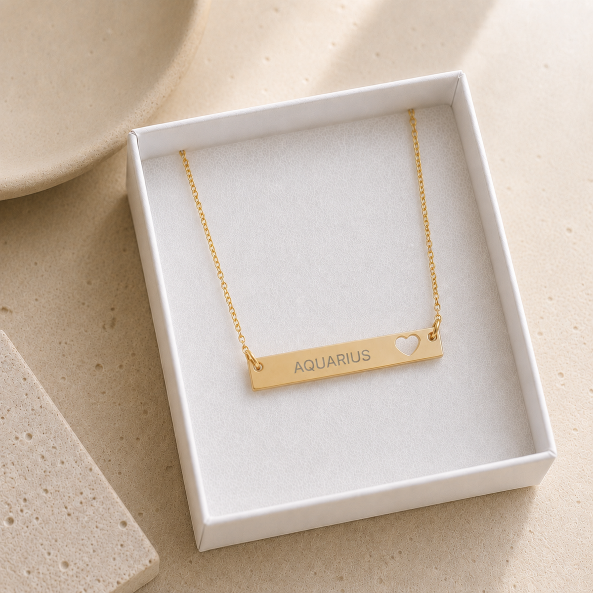 Aquarius Pendant, Aquarius Necklace, Zodiac Bar Necklace, Birth Sign Necklace