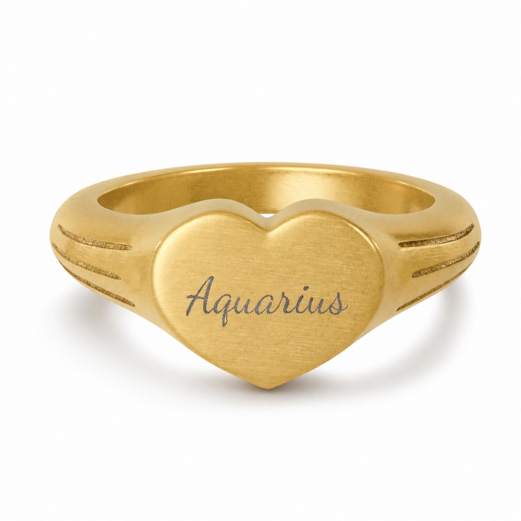 Aquarius Signet Ring, Aquarius Ring, Star Signet Ring, Heart Signet Ring