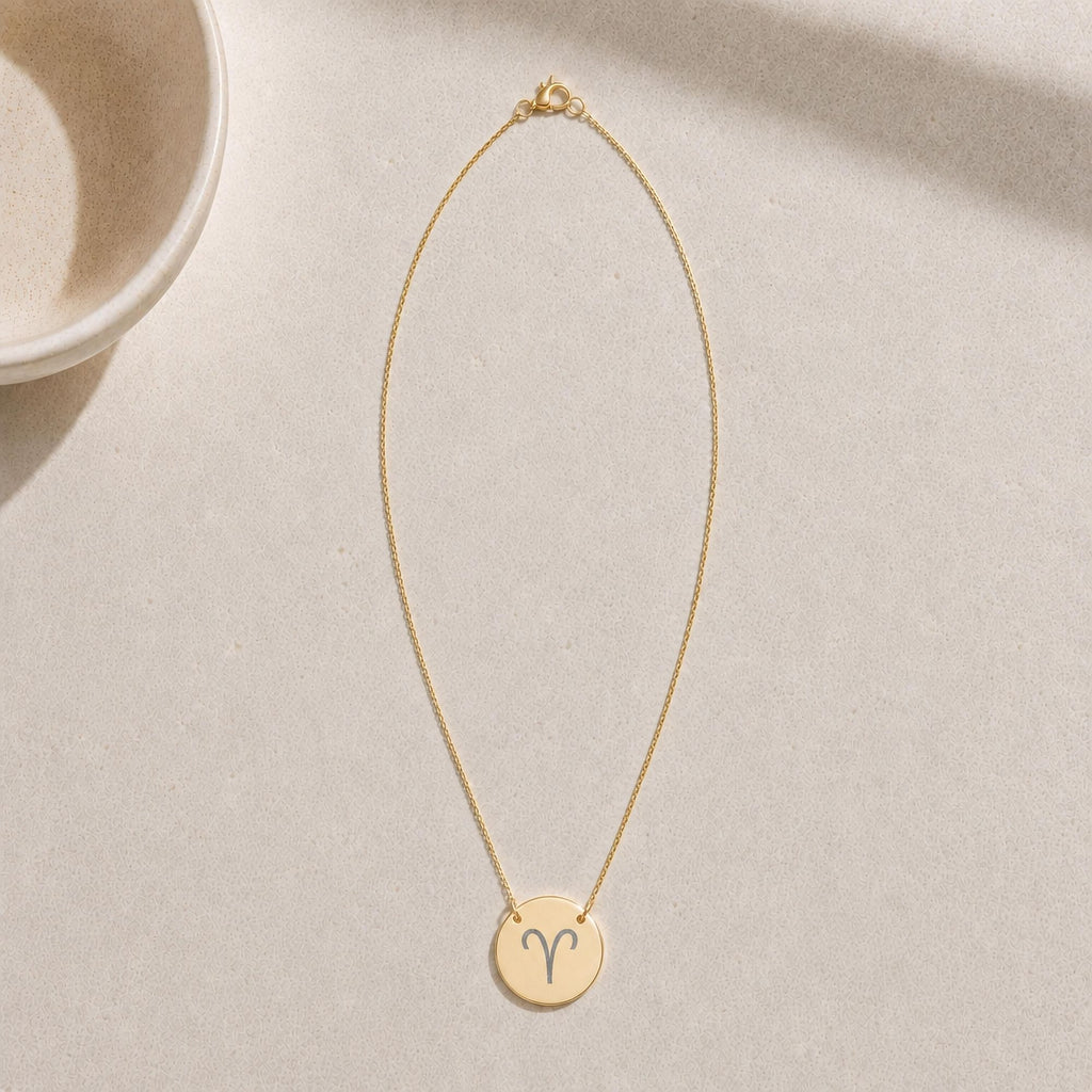 Aries Ram Necklace, Aries Sign Necklace, Aries Charm Necklace, Zodiac Coin Necklace
