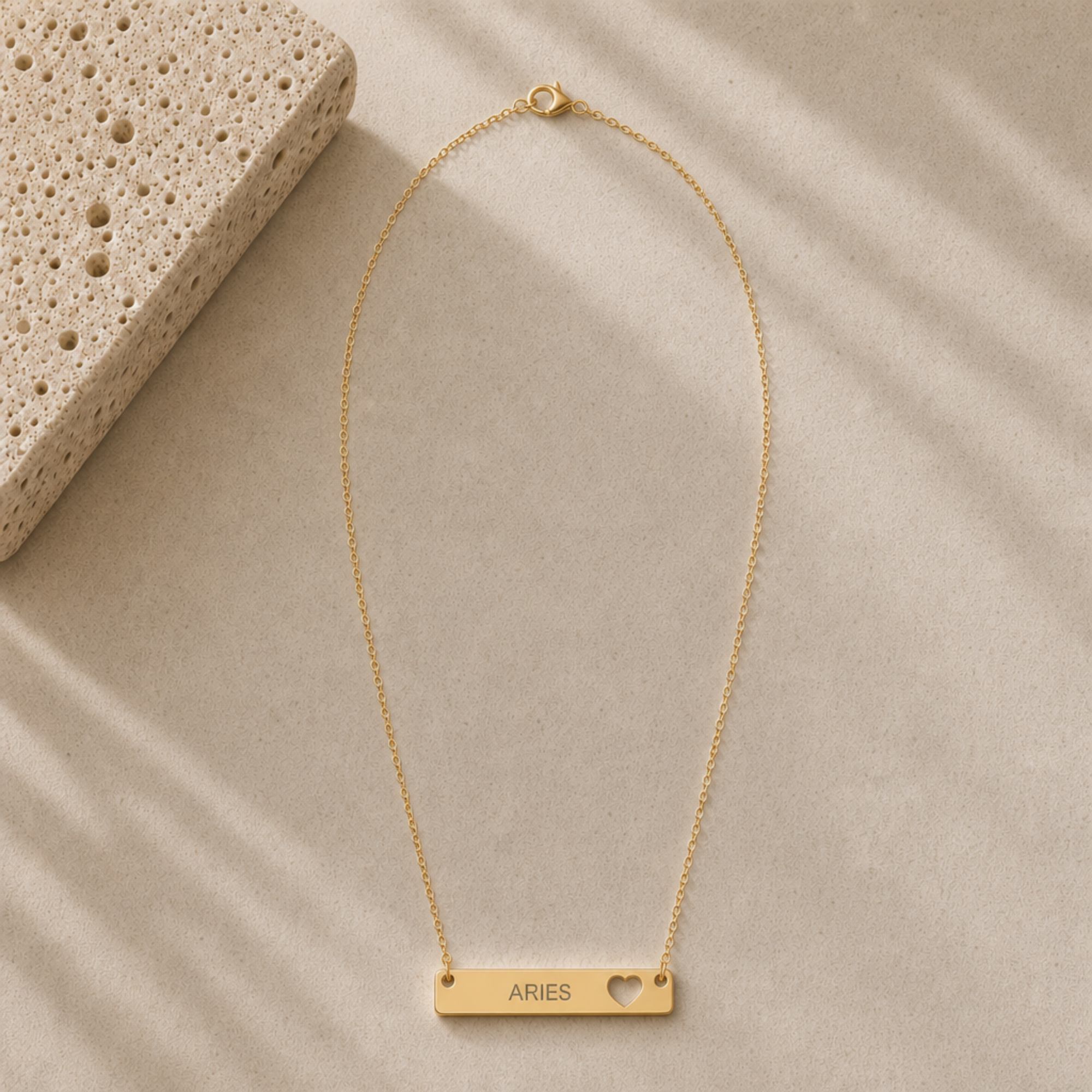 Aries Sign Necklace, Aries Pendant, Zodiac Bar Necklace, Birth Sign Necklace