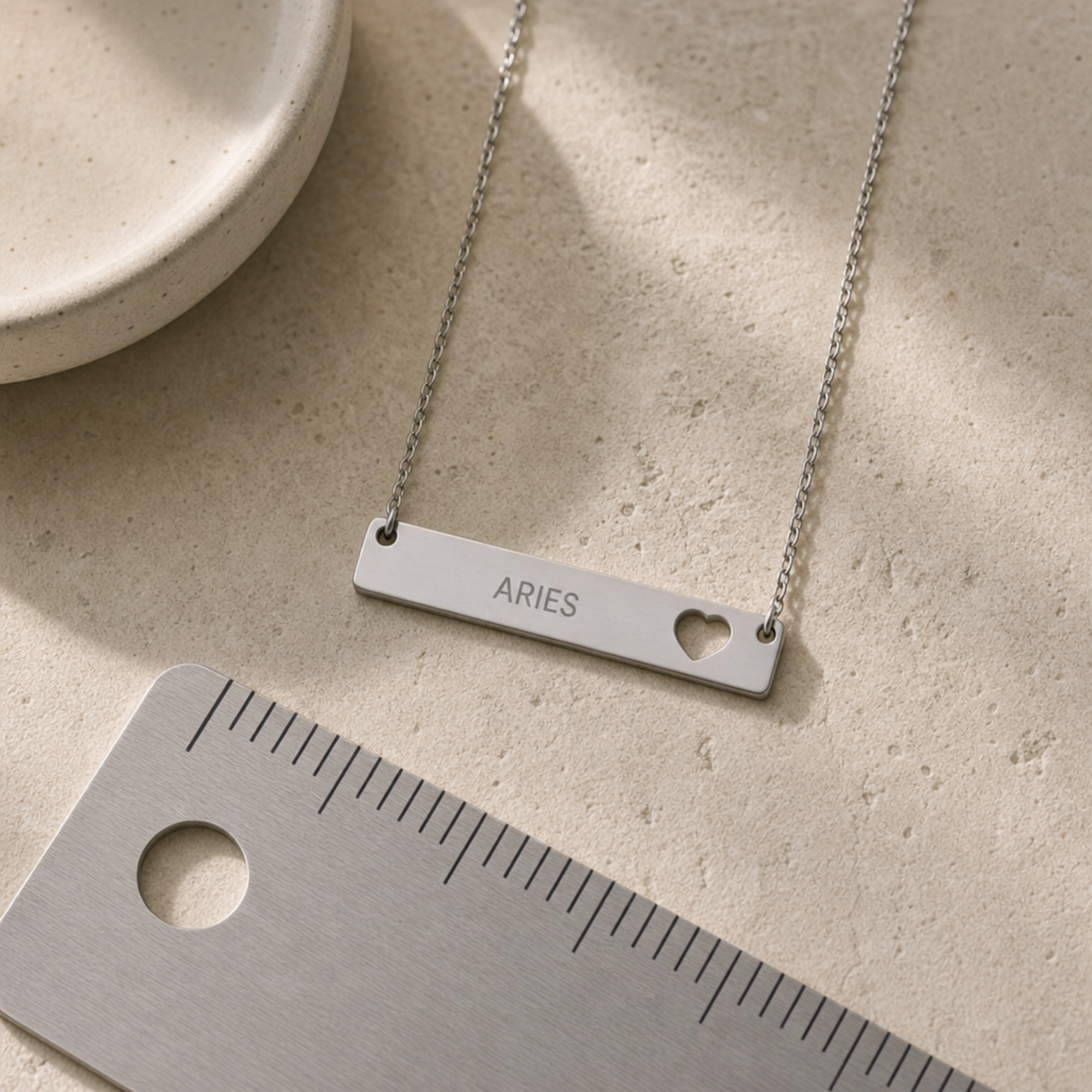 Aries Sign Necklace, Aries Pendant, Zodiac Bar Necklace, Birth Sign Necklace