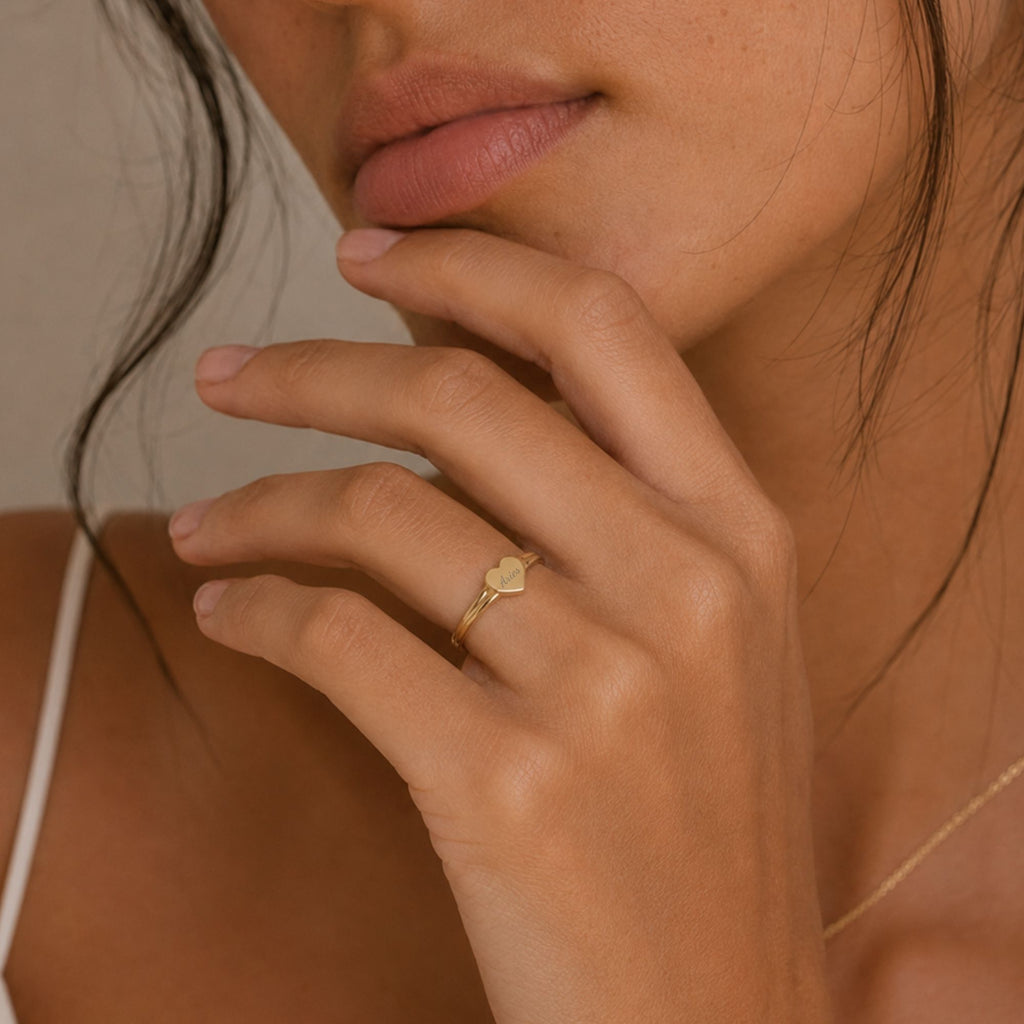 Aries Signet Ring, Aries Ring, Star Signet Ring, Heart Signet Ring