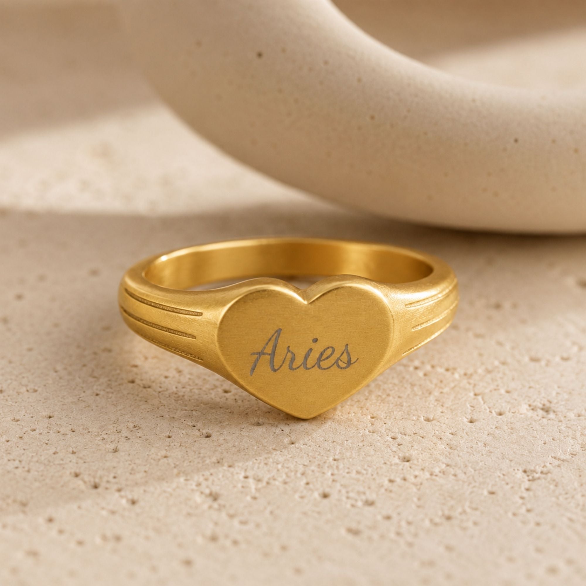 Aries Signet Ring, Aries Ring, Star Signet Ring, Heart Signet Ring