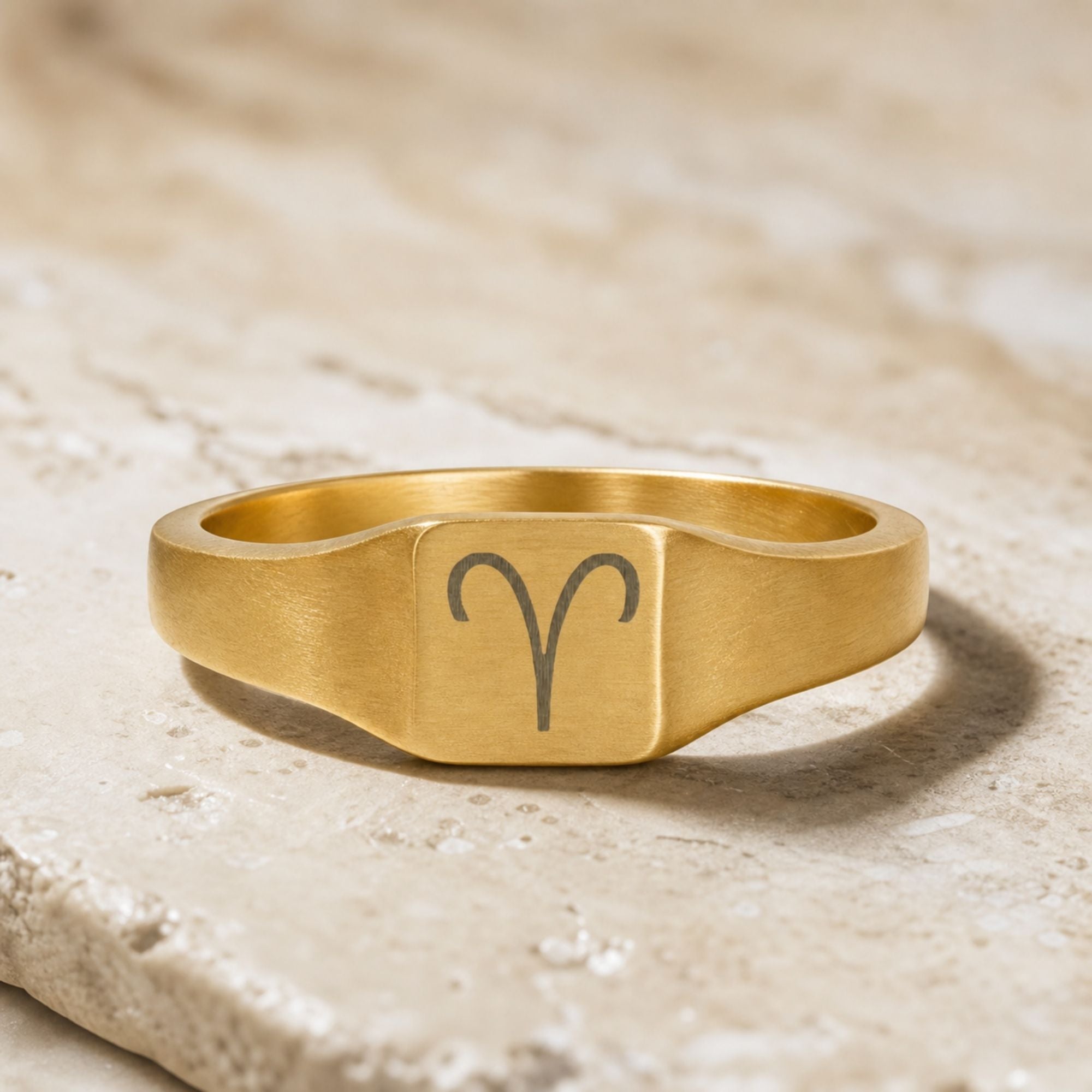 Aries Signet Ring, Aries Ring, Zodiac Signet Ring, Square Signet Ring