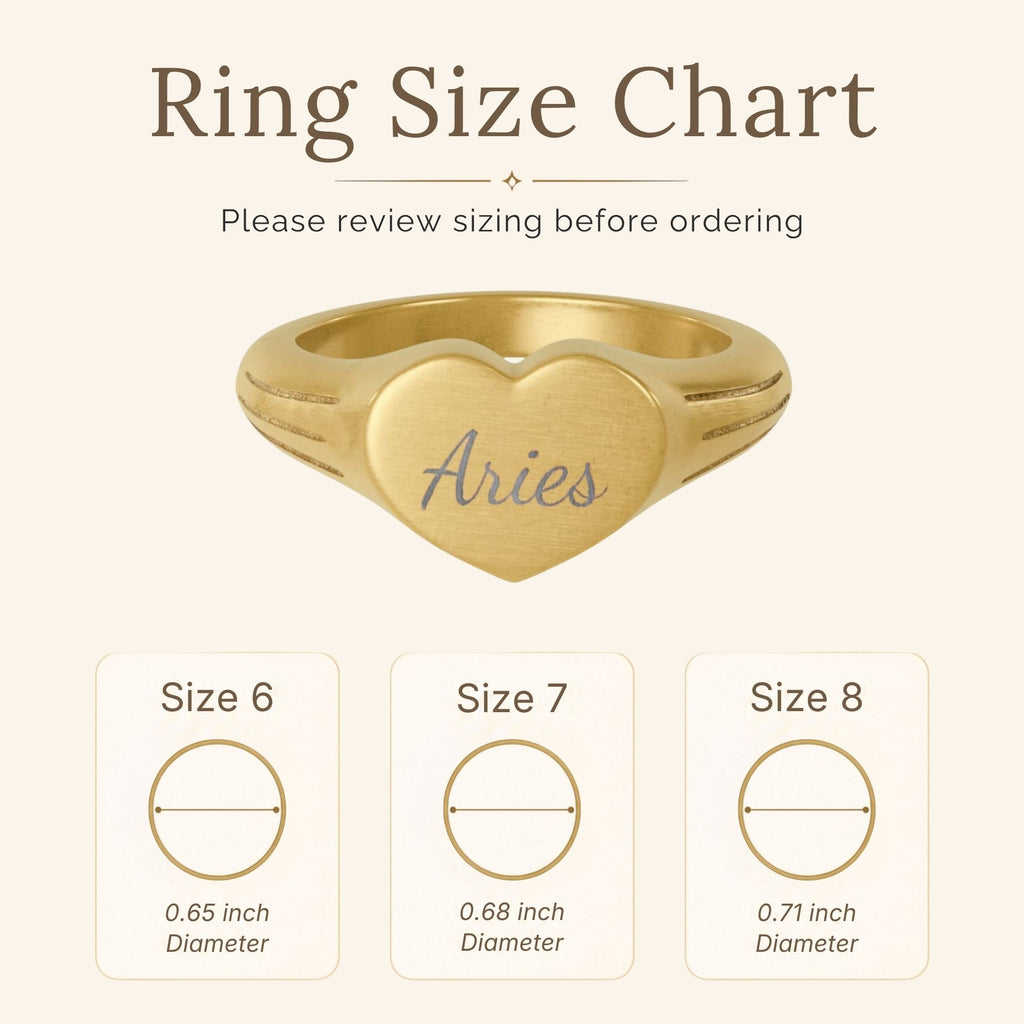 Aries Signet Ring, Aries Ring, Star Signet Ring, Heart Signet Ring