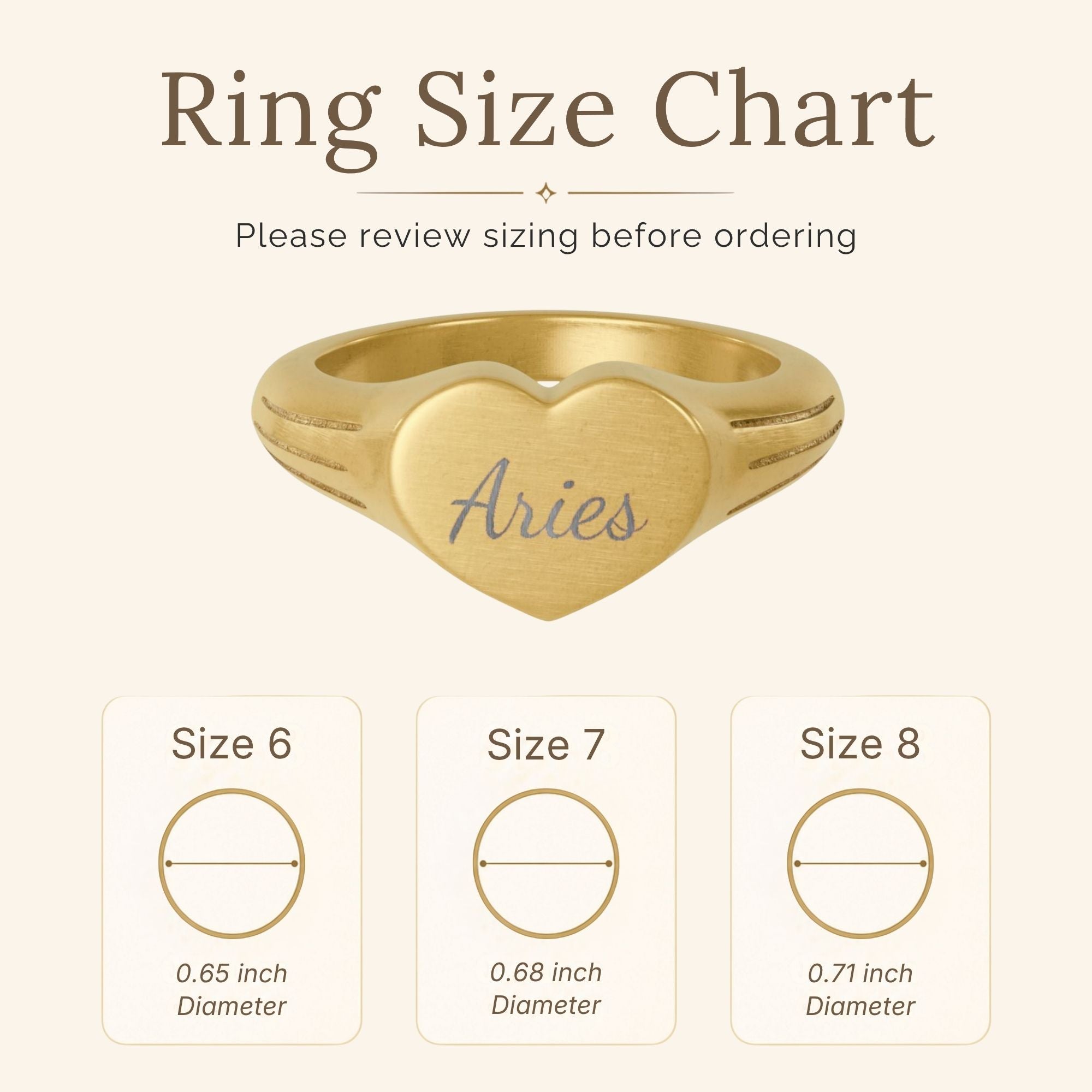 Aries Signet Ring, Aries Ring, Star Signet Ring, Heart Signet Ring