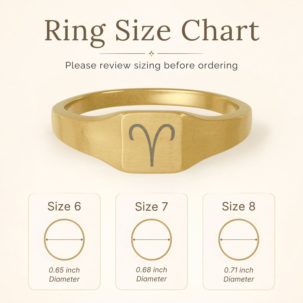 Aries Signet Ring, Aries Ring, Zodiac Signet Ring, Square Signet Ring