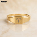 Aries Square Ring - zodiac engraved pendant with date range