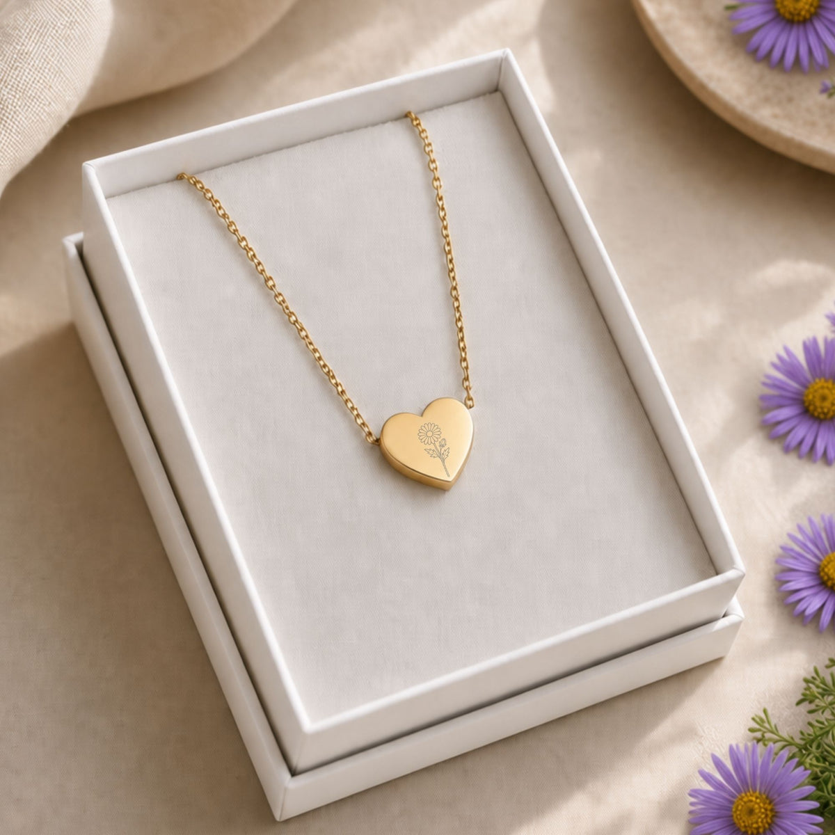Aster Necklace, Aster Pendant, September Birth Flower
