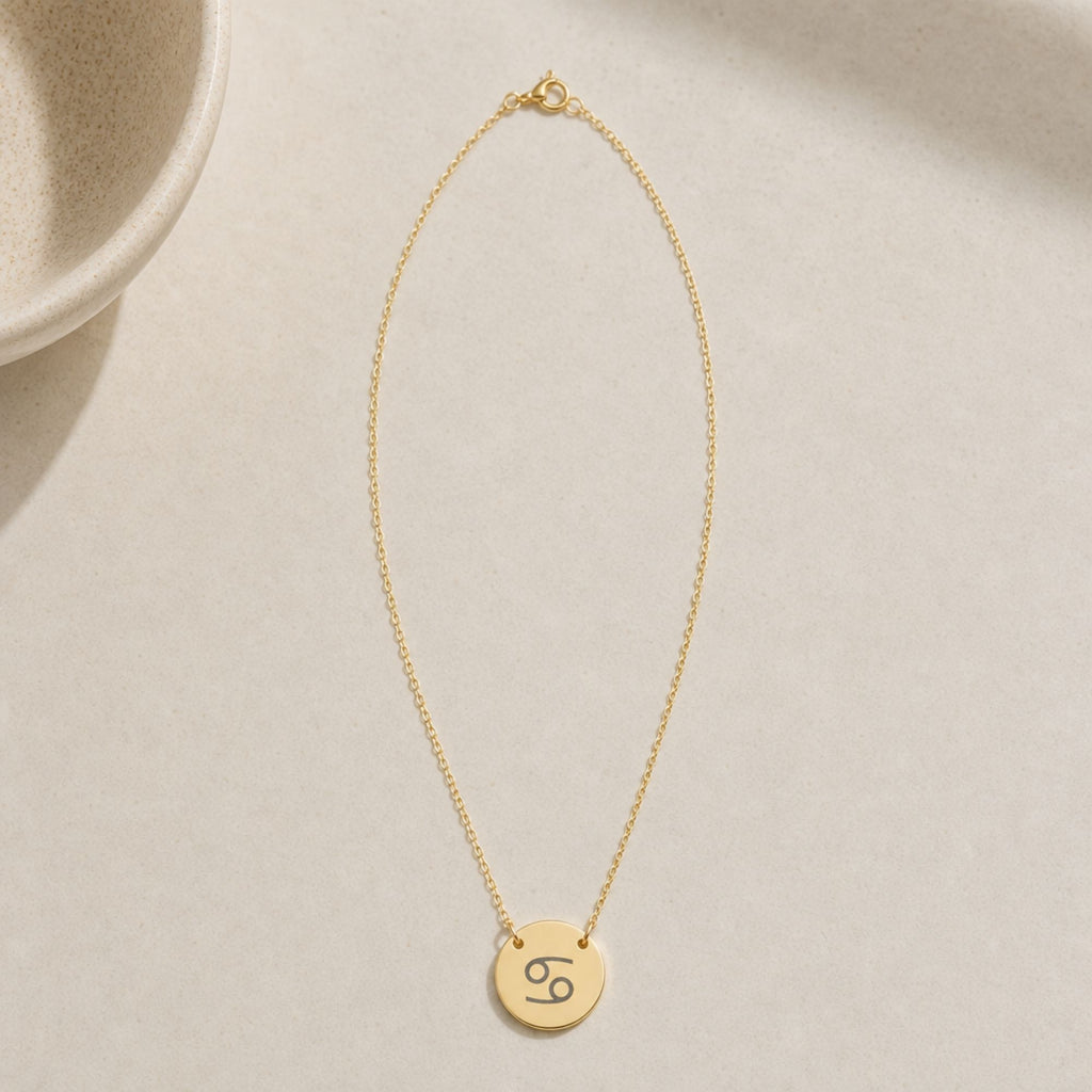 Cancer Crab Necklace, Cancer Coin Necklace, Cancer Zodiac Coin, Zodiac Coin Necklace