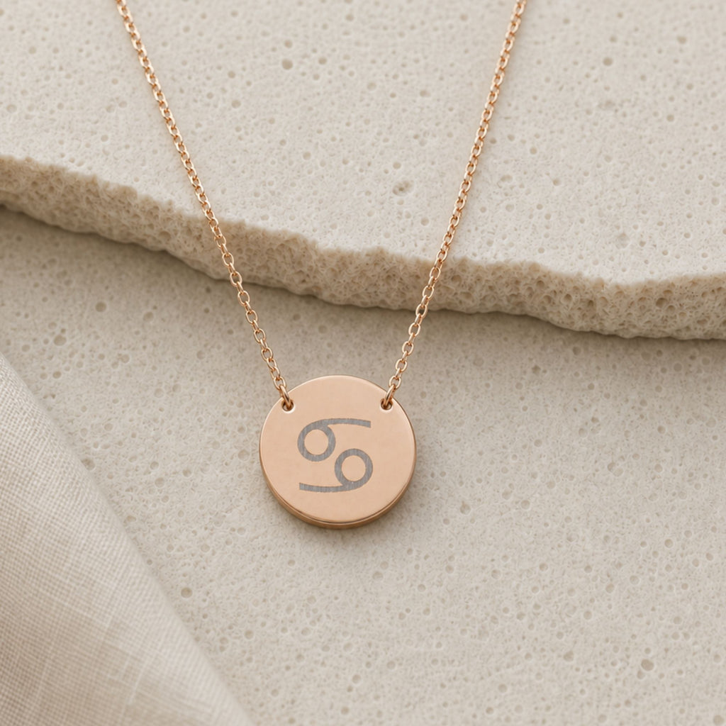 Cancer Crab Necklace, Cancer Coin Necklace, Cancer Zodiac Coin, Zodiac Coin Necklace