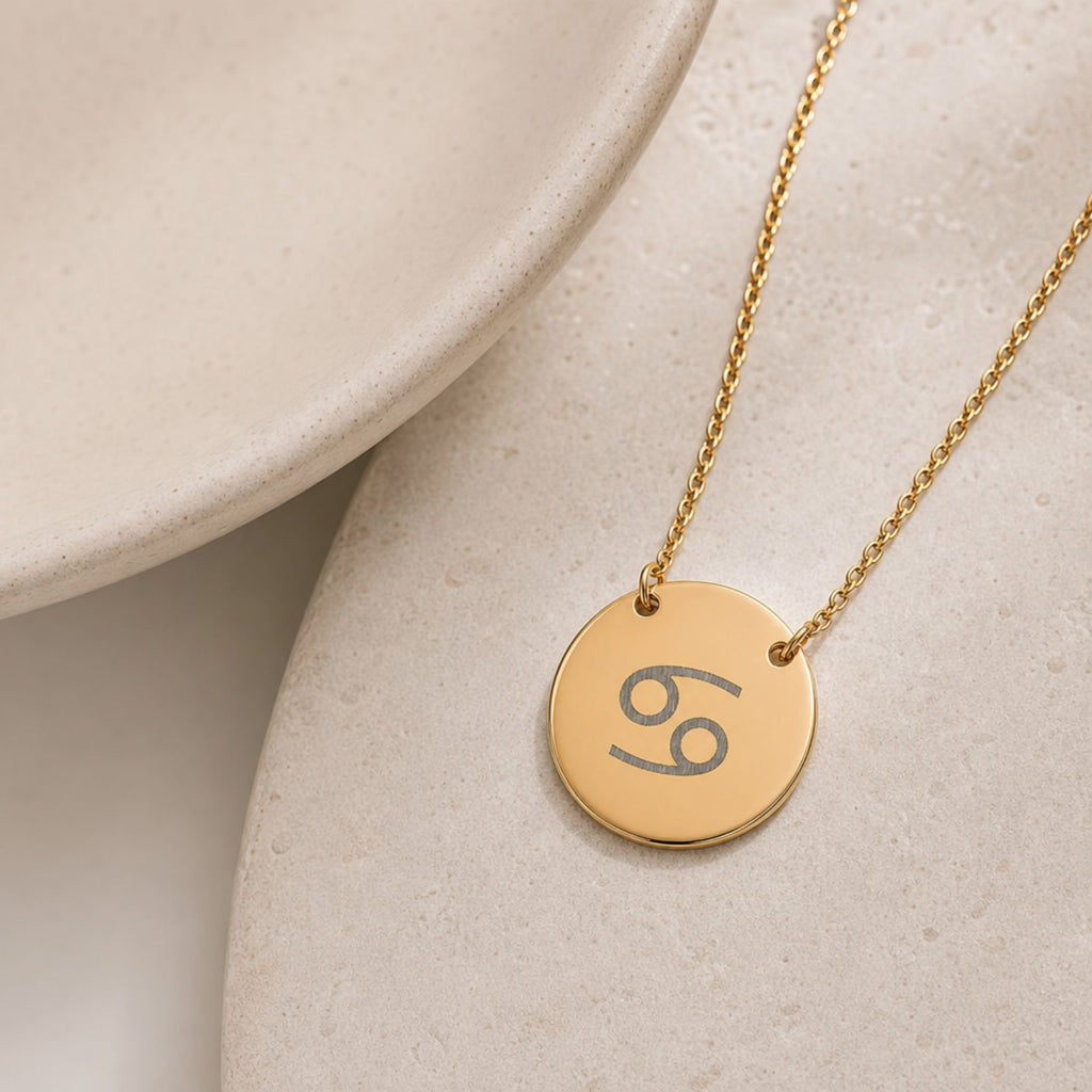 Cancer Crab Necklace, Cancer Coin Necklace, Cancer Zodiac Coin, Zodiac Coin Necklace