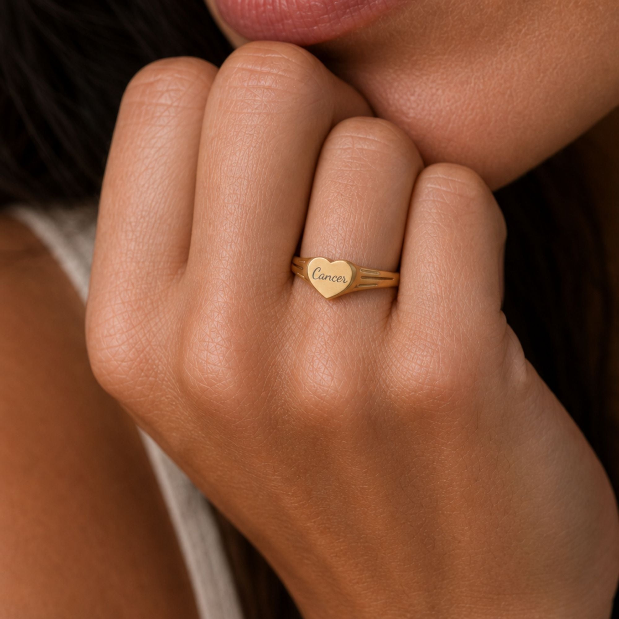 Cancer Signet Ring, Cancer Ring, Star Signet Ring, Heart Signet Ring