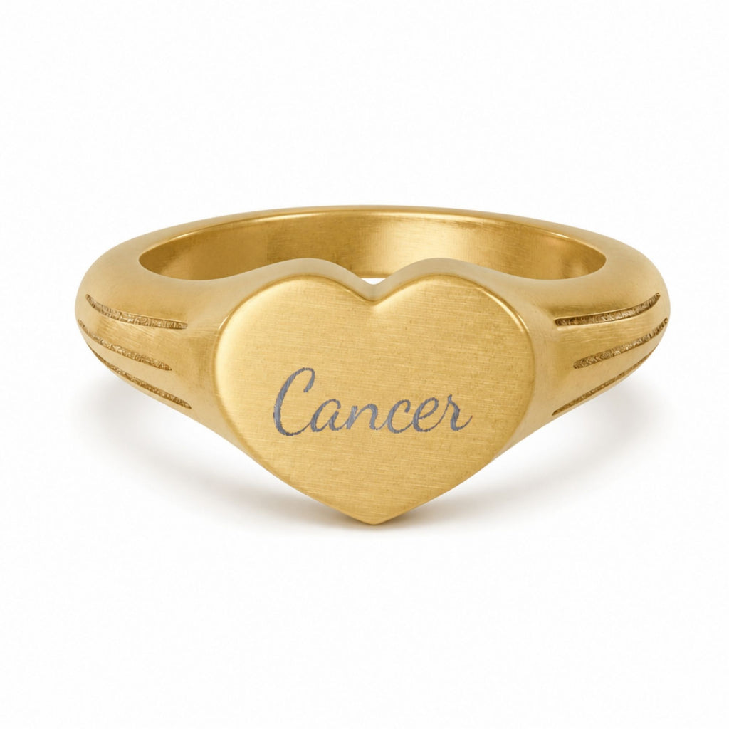 Cancer Signet Ring, Cancer Ring, Star Signet Ring, Heart Signet Ring