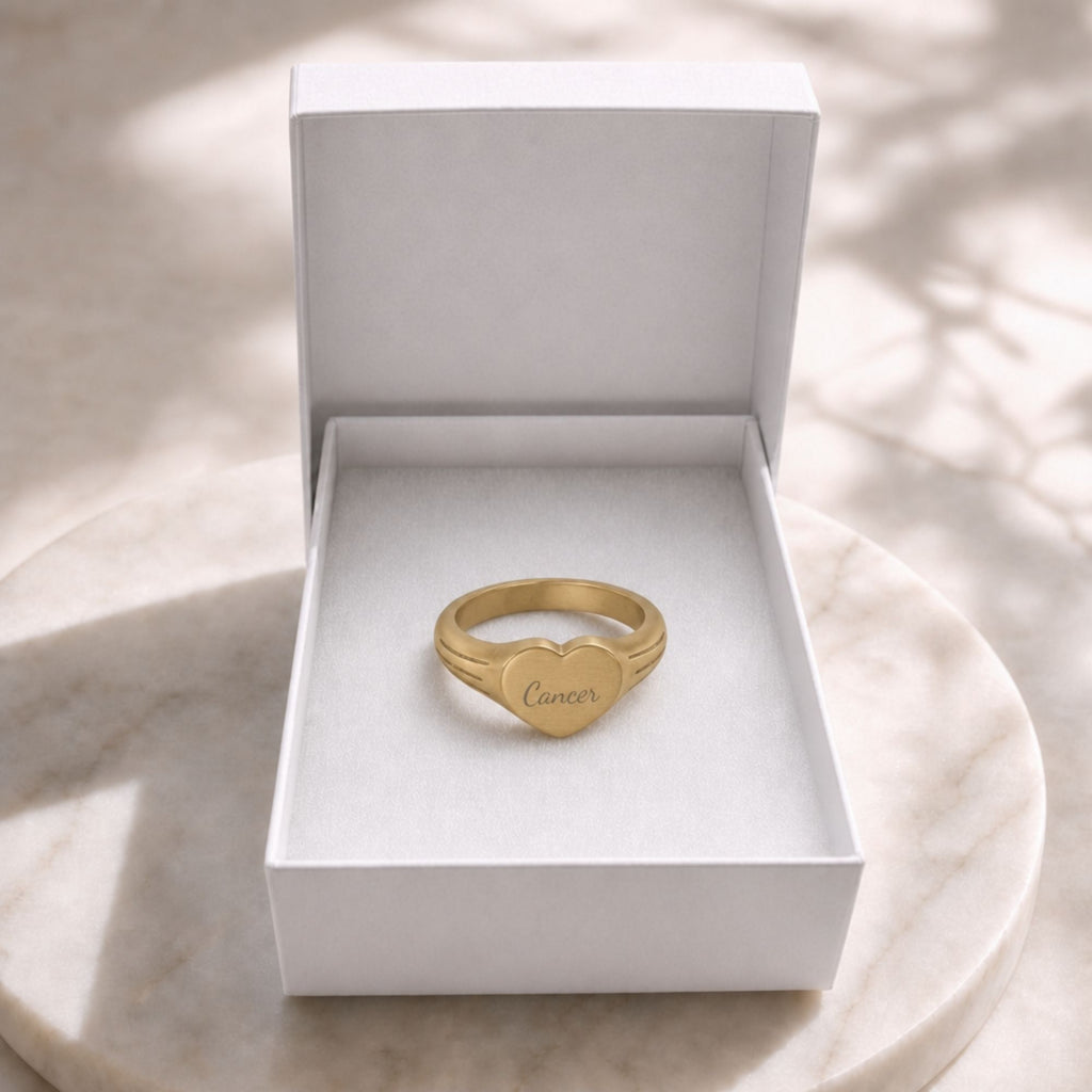 Cancer Signet Ring, Cancer Ring, Star Signet Ring, Heart Signet Ring