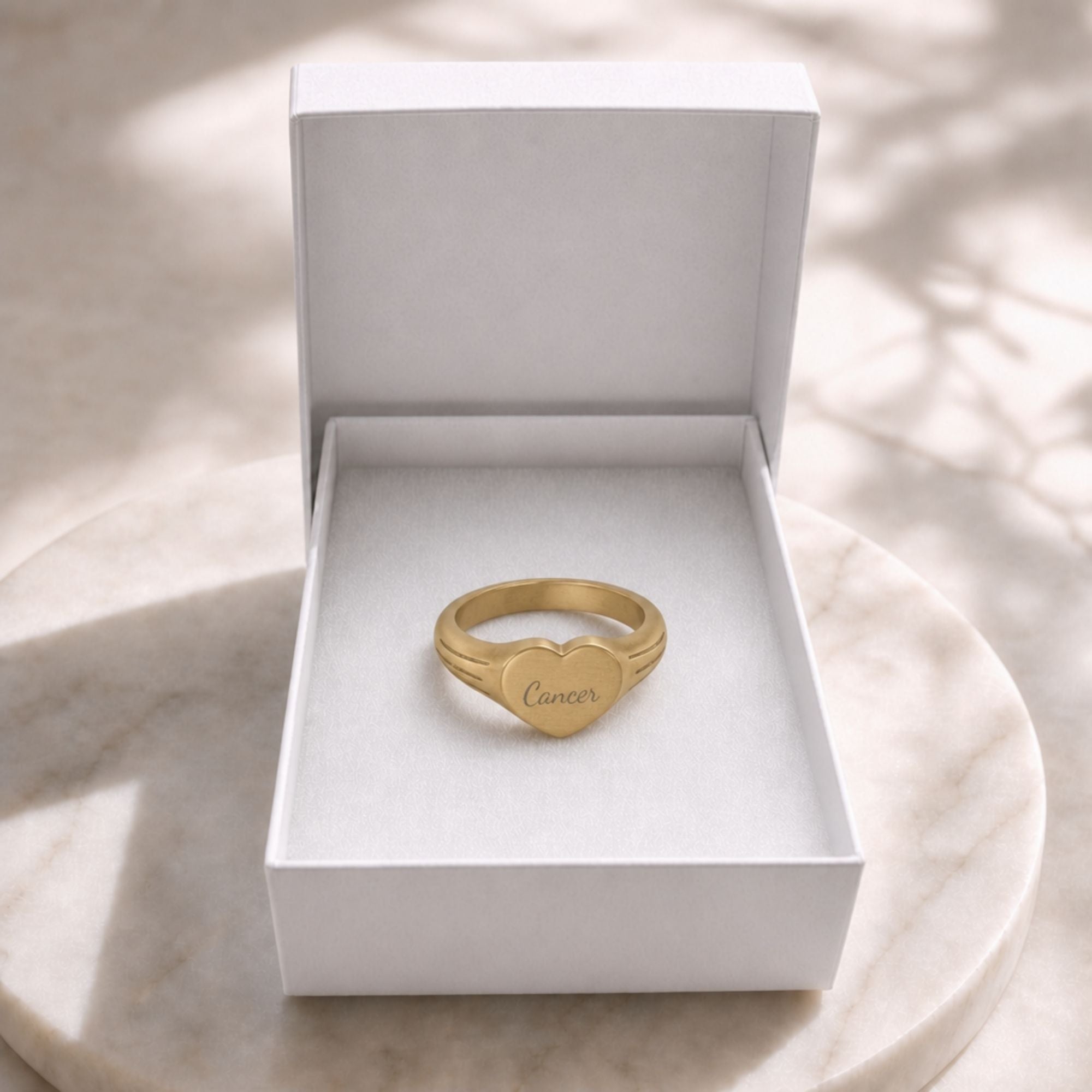 Cancer Signet Ring, Cancer Ring, Star Signet Ring, Heart Signet Ring
