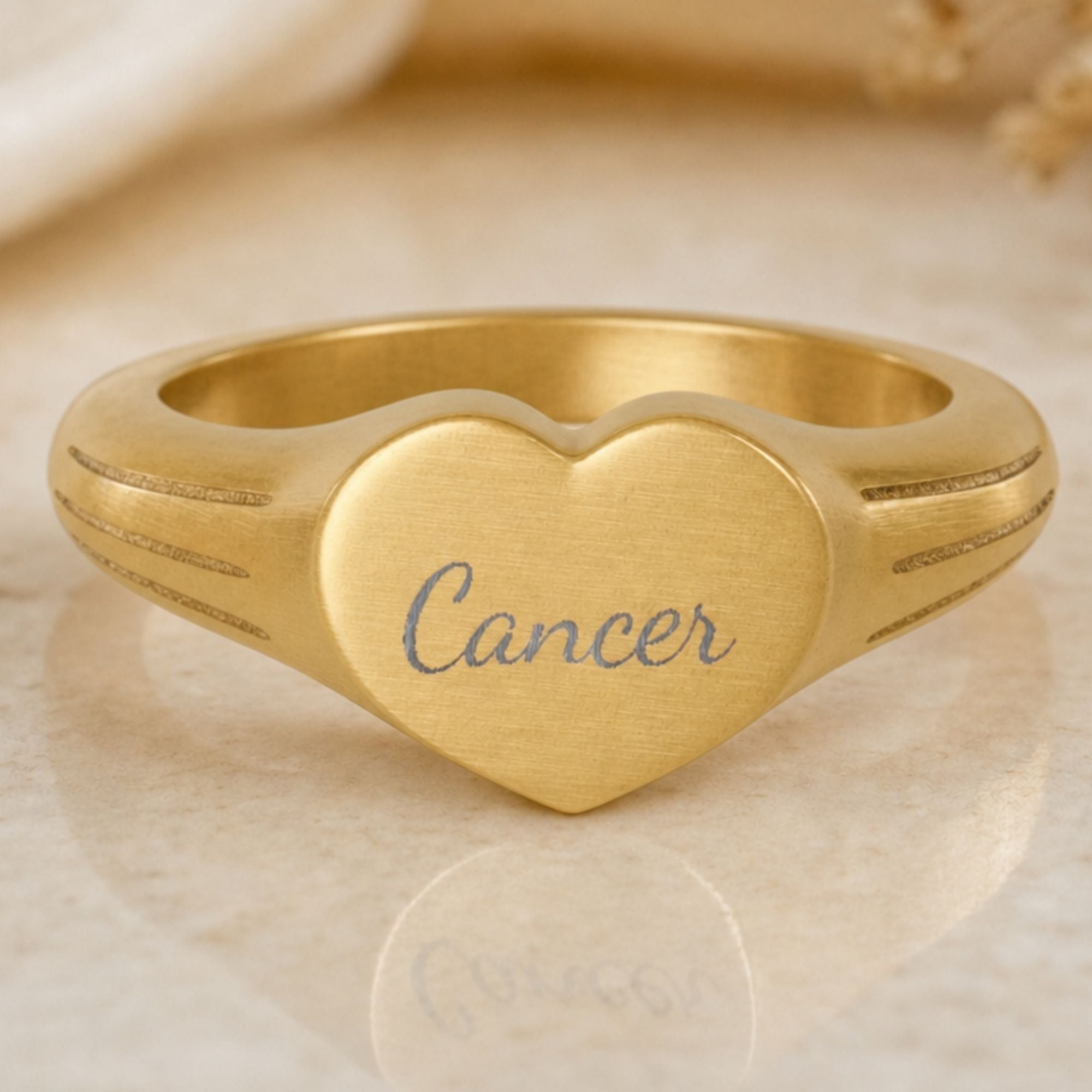 Cancer Signet Ring, Cancer Ring, Star Signet Ring, Heart Signet Ring