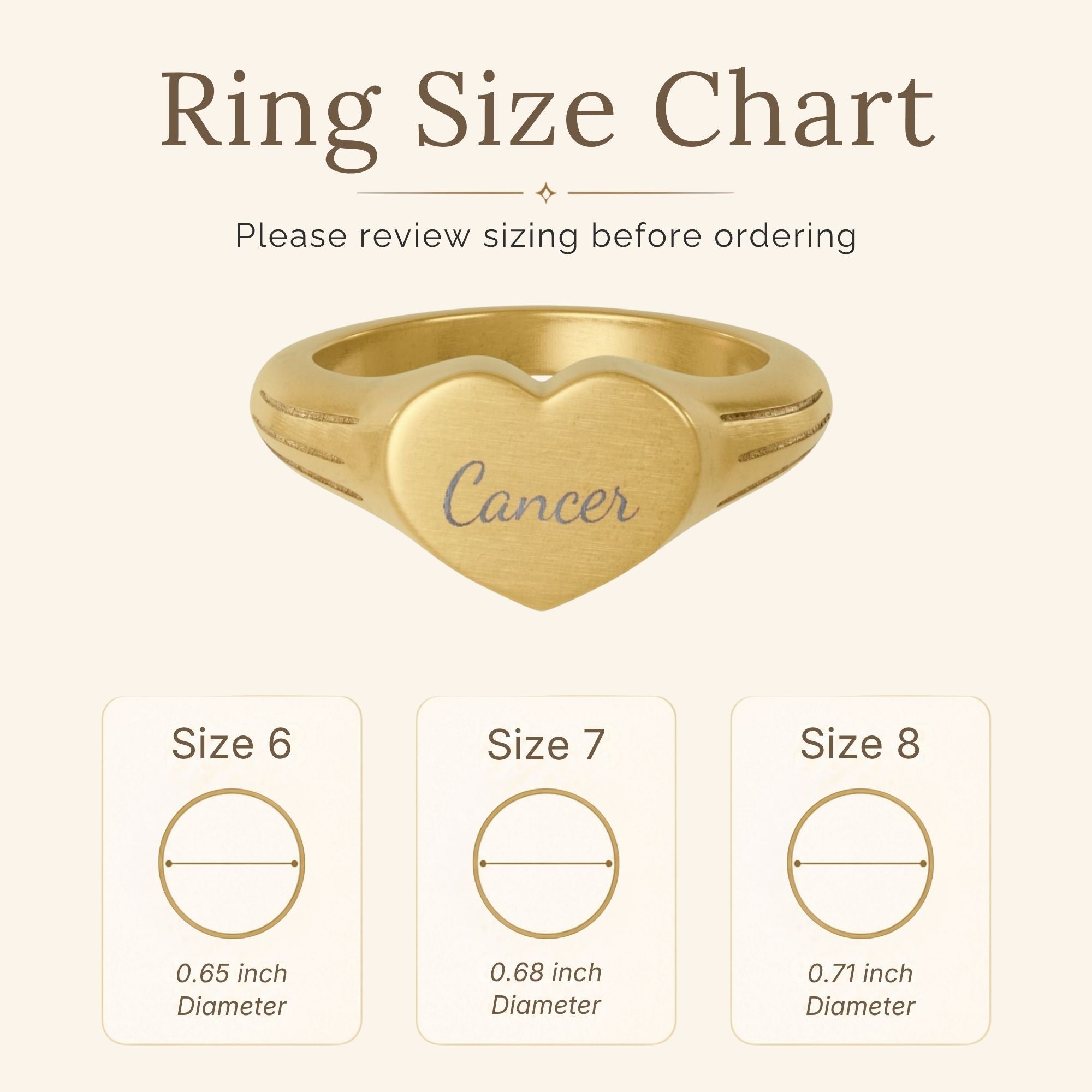 Cancer Signet Ring, Cancer Ring, Star Signet Ring, Heart Signet Ring