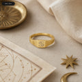 Cancer Square Ring - zodiac engraved pendant with date range