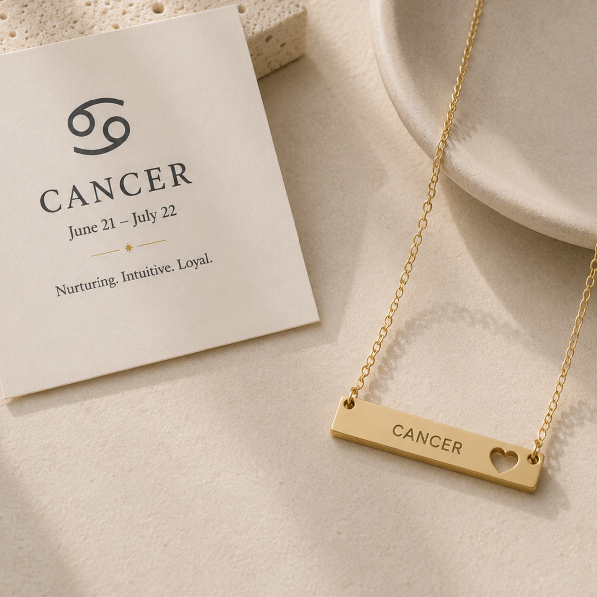 Cancer Zodiac Necklace, Zodiac Bar Necklace, Birth Sign Necklace, Nontarnish Necklace
