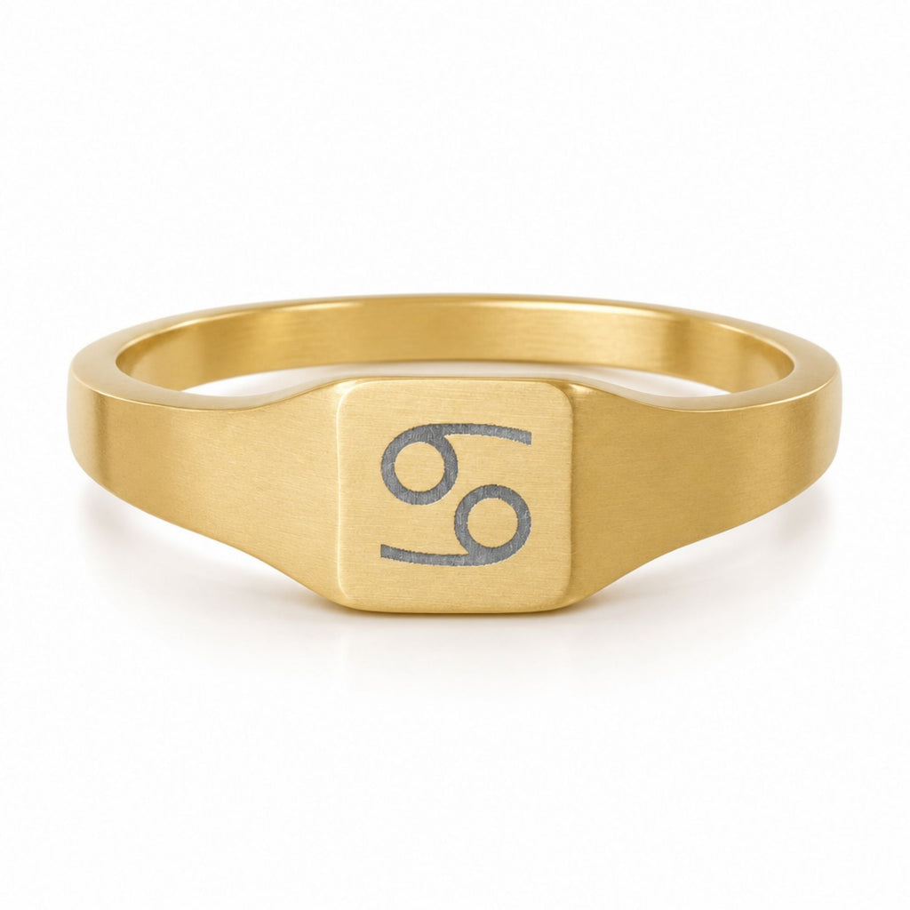 Cancer Signet Ring, Cancer Ring, Zodiac Signet Ring, Square Signet Ring