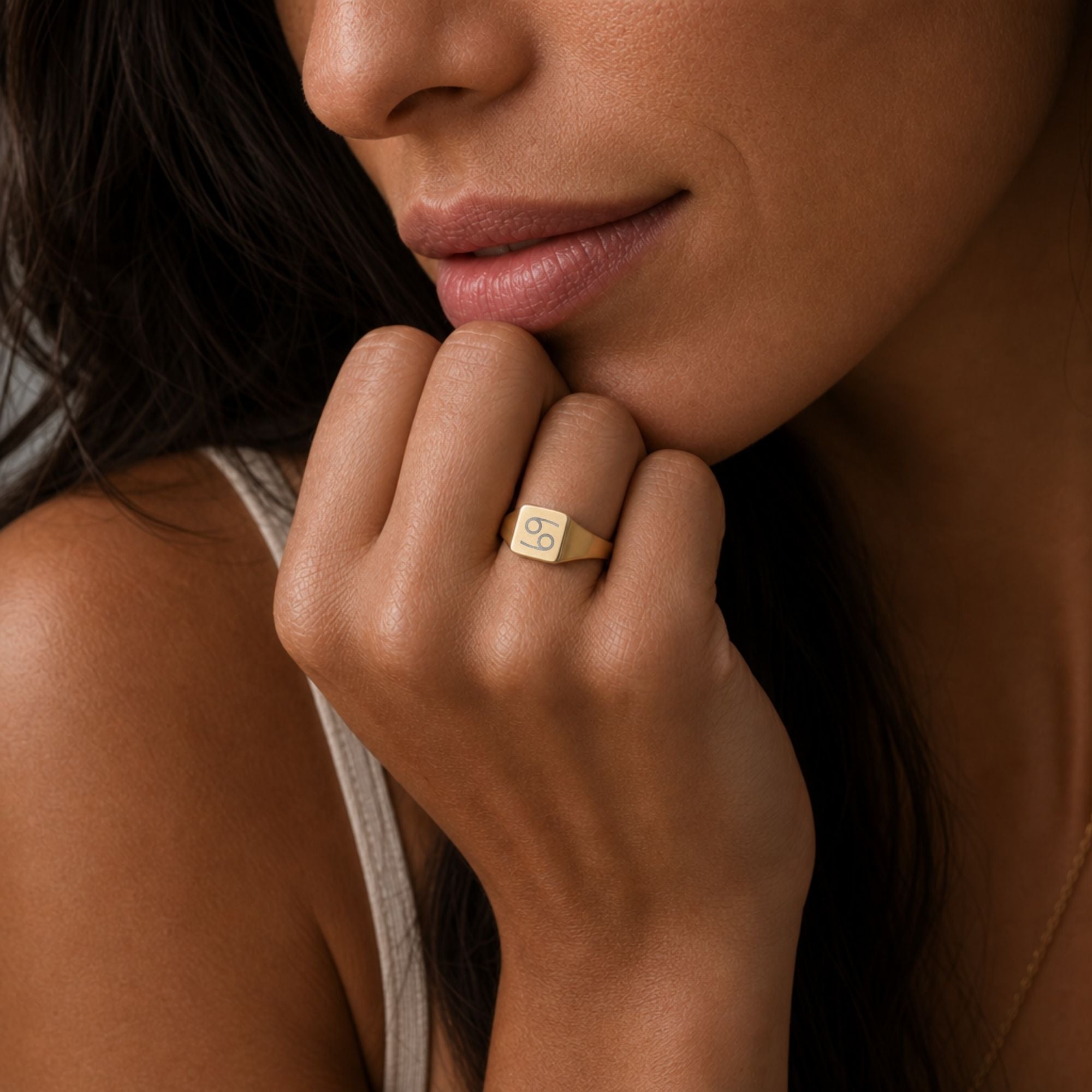 Cancer Signet Ring, Cancer Ring, Zodiac Signet Ring, Square Signet Ring