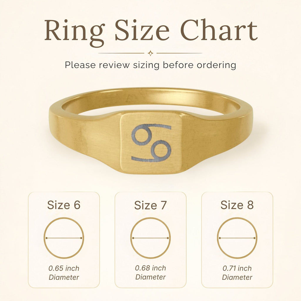 Cancer Signet Ring, Cancer Ring, Zodiac Signet Ring, Square Signet Ring