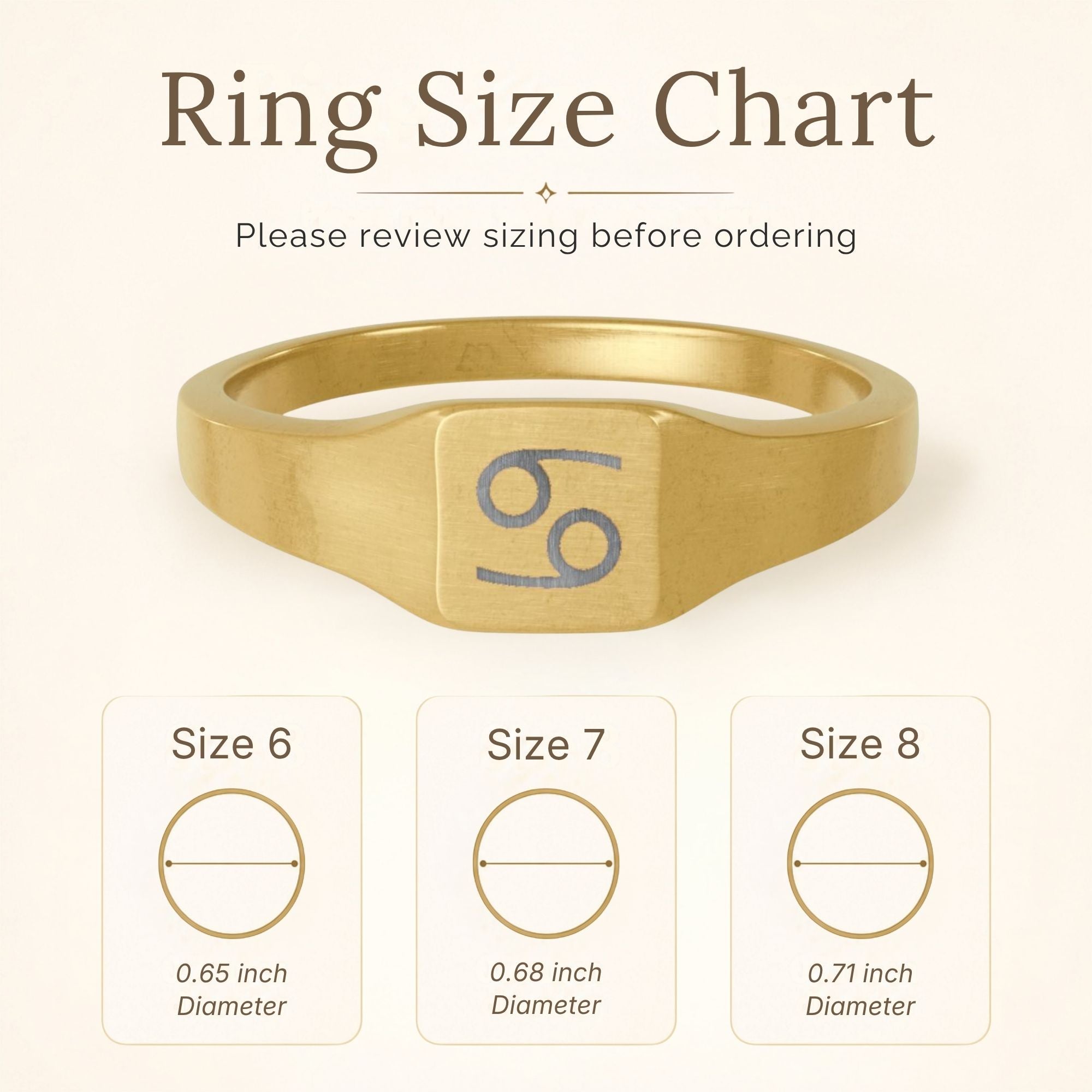Cancer Signet Ring, Cancer Ring, Zodiac Signet Ring, Square Signet Ring