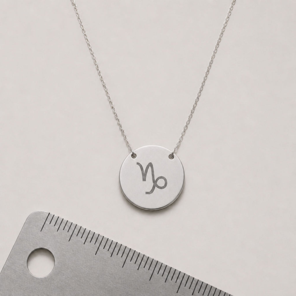 Capricorn Coin Necklace, Zodiac Coin Pendant, Birth Sign Necklace,