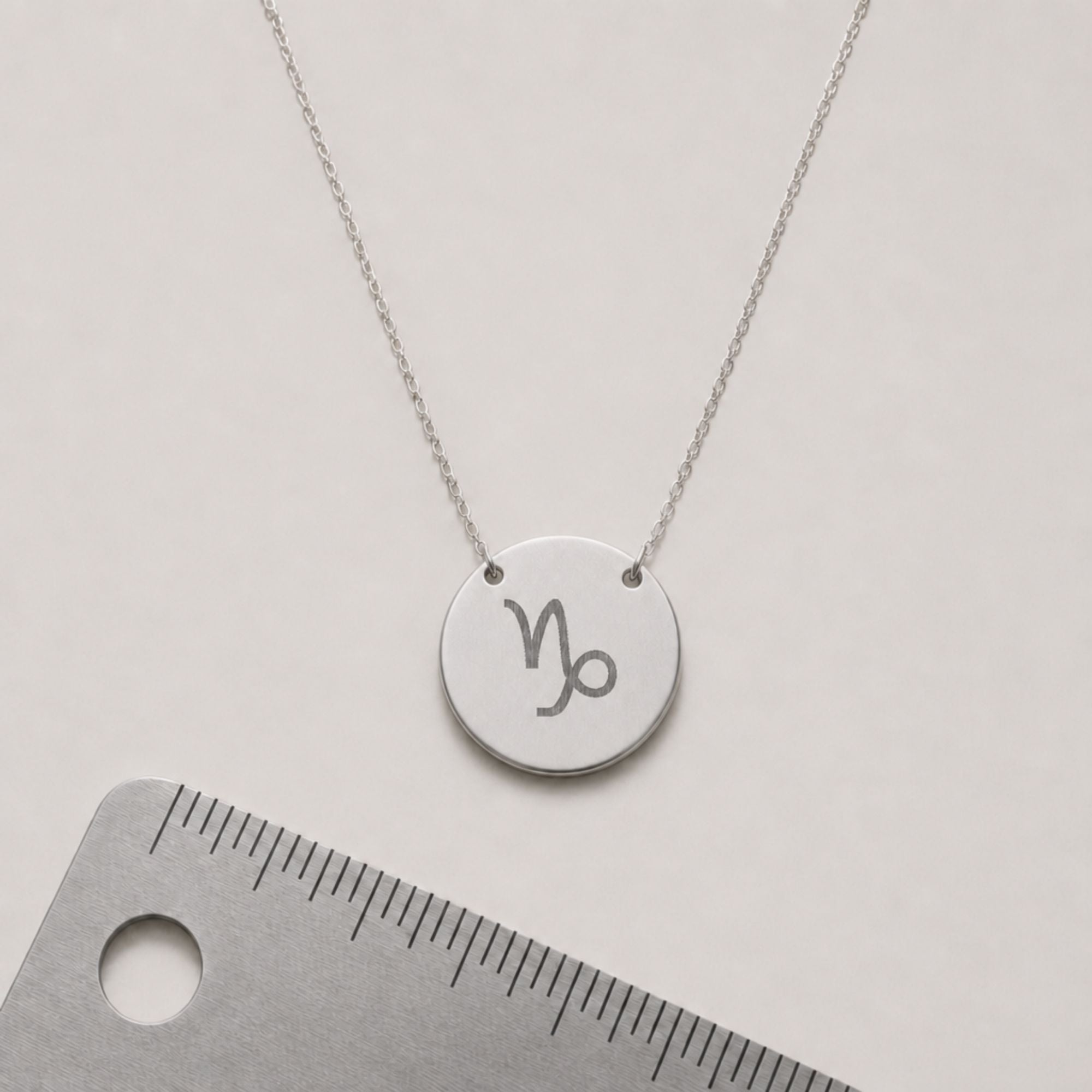 Capricorn Coin Necklace, Zodiac Coin Pendant, Birth Sign Necklace,