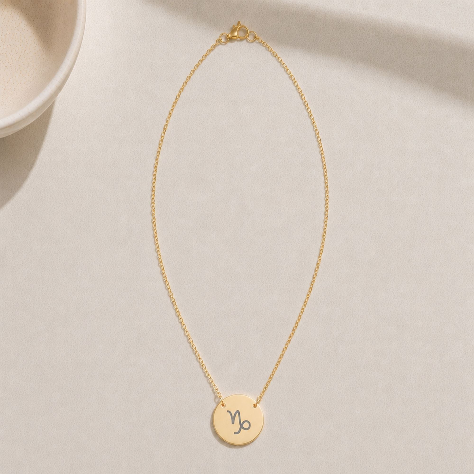 Capricorn Coin Necklace, Zodiac Coin Pendant, Birth Sign Necklace,