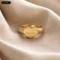 Capricorn Heart Signet Ring - zodiac engraved pendant with date range