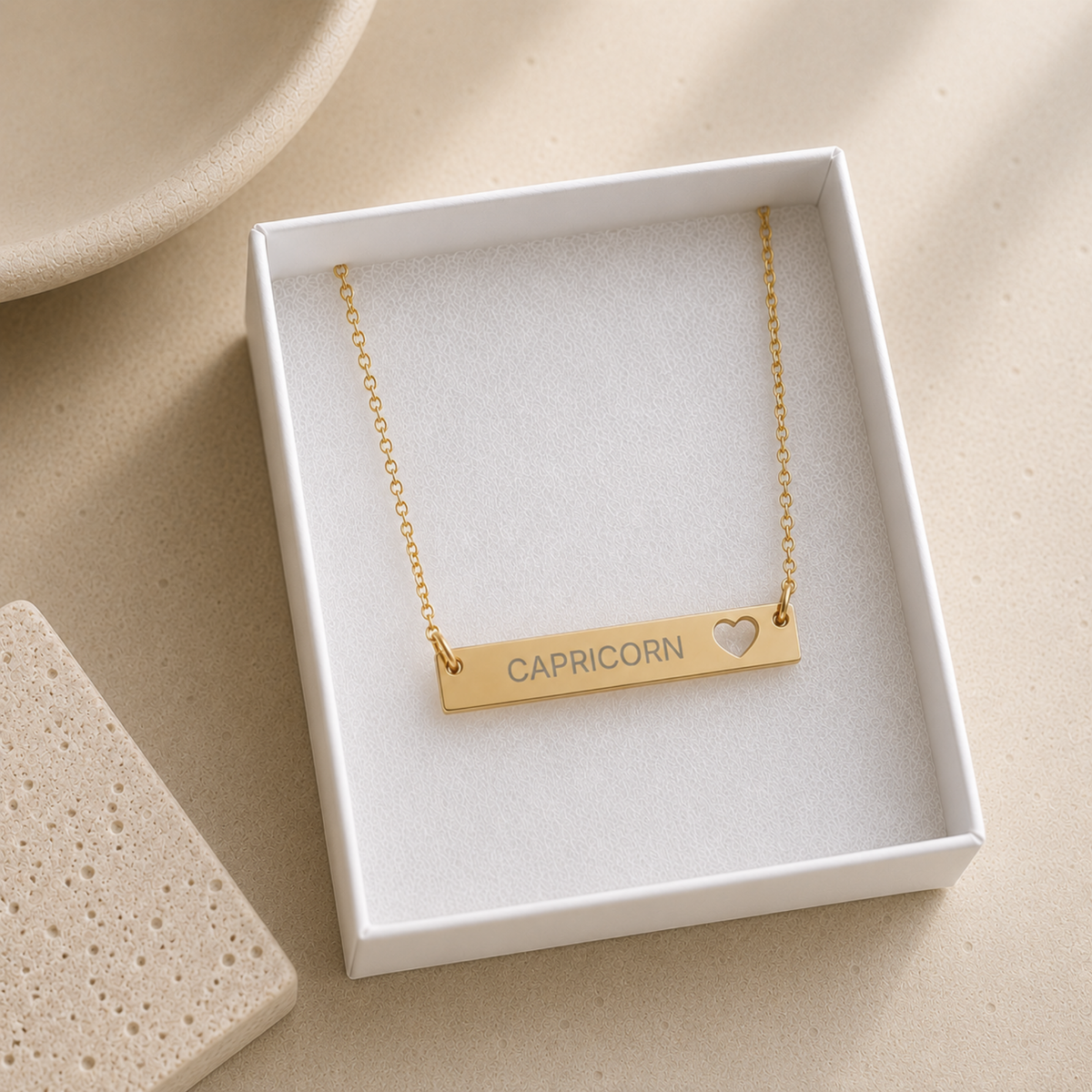 Zodiac Bar Necklace, Capricorn Necklace, Birth Sign Necklace, Nontarnish Necklace