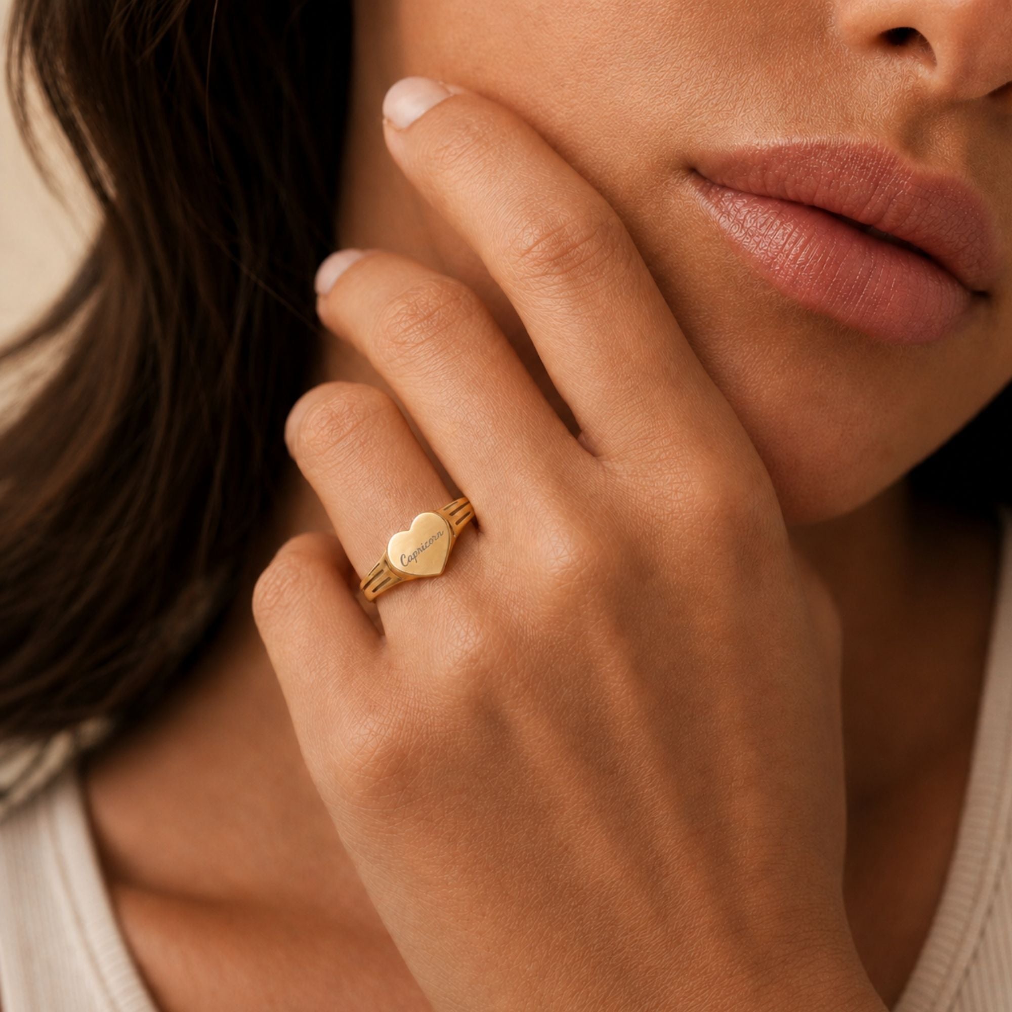 Capricorn Signet Ring, Capricorn Ring, Star Signet Ring, Heart Signet Ring