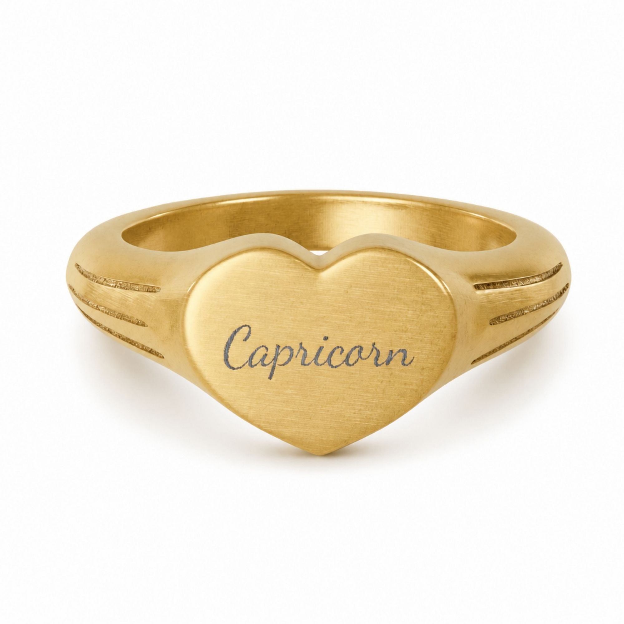 Capricorn Signet Ring, Capricorn Ring, Star Signet Ring, Heart Signet Ring