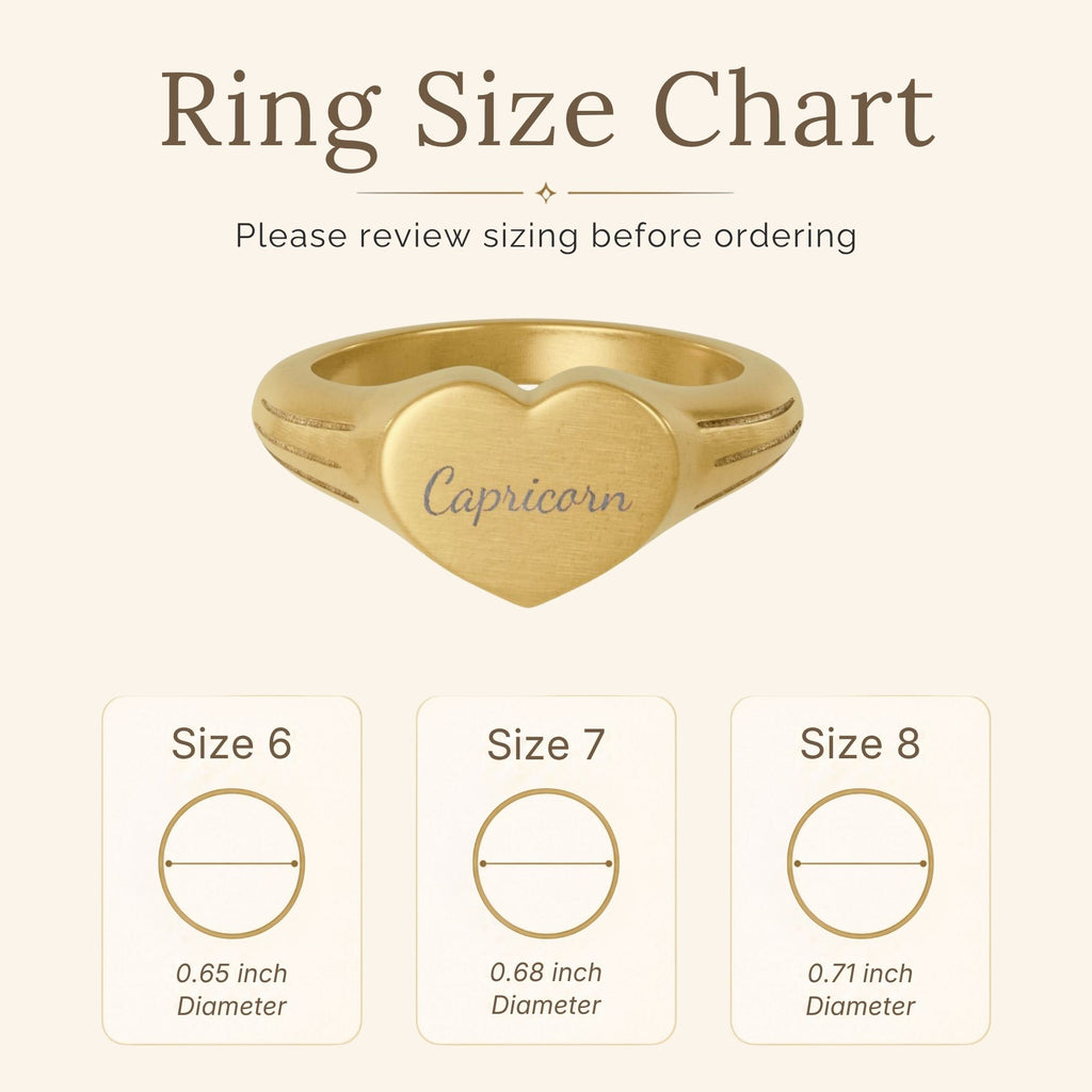 Capricorn Signet Ring, Capricorn Ring, Star Signet Ring, Heart Signet Ring