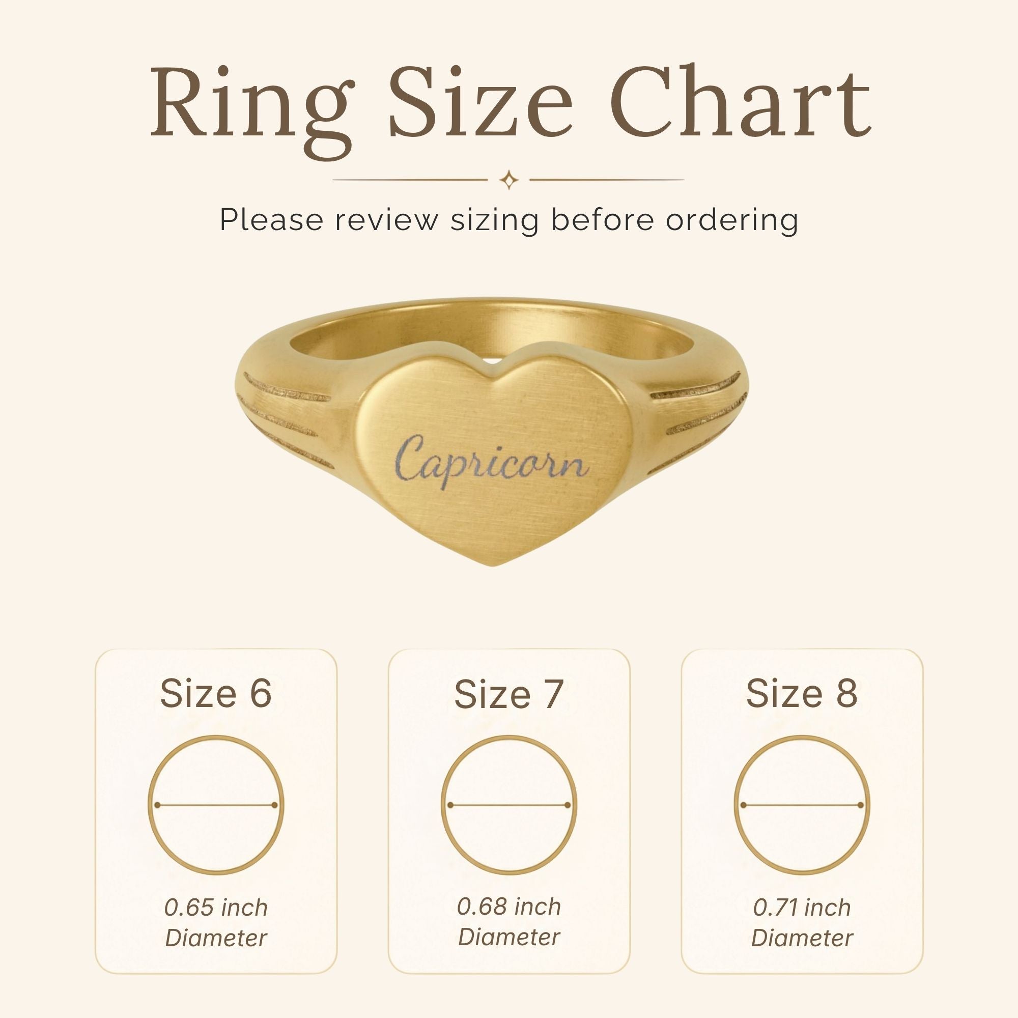 Capricorn Signet Ring, Capricorn Ring, Star Signet Ring, Heart Signet Ring